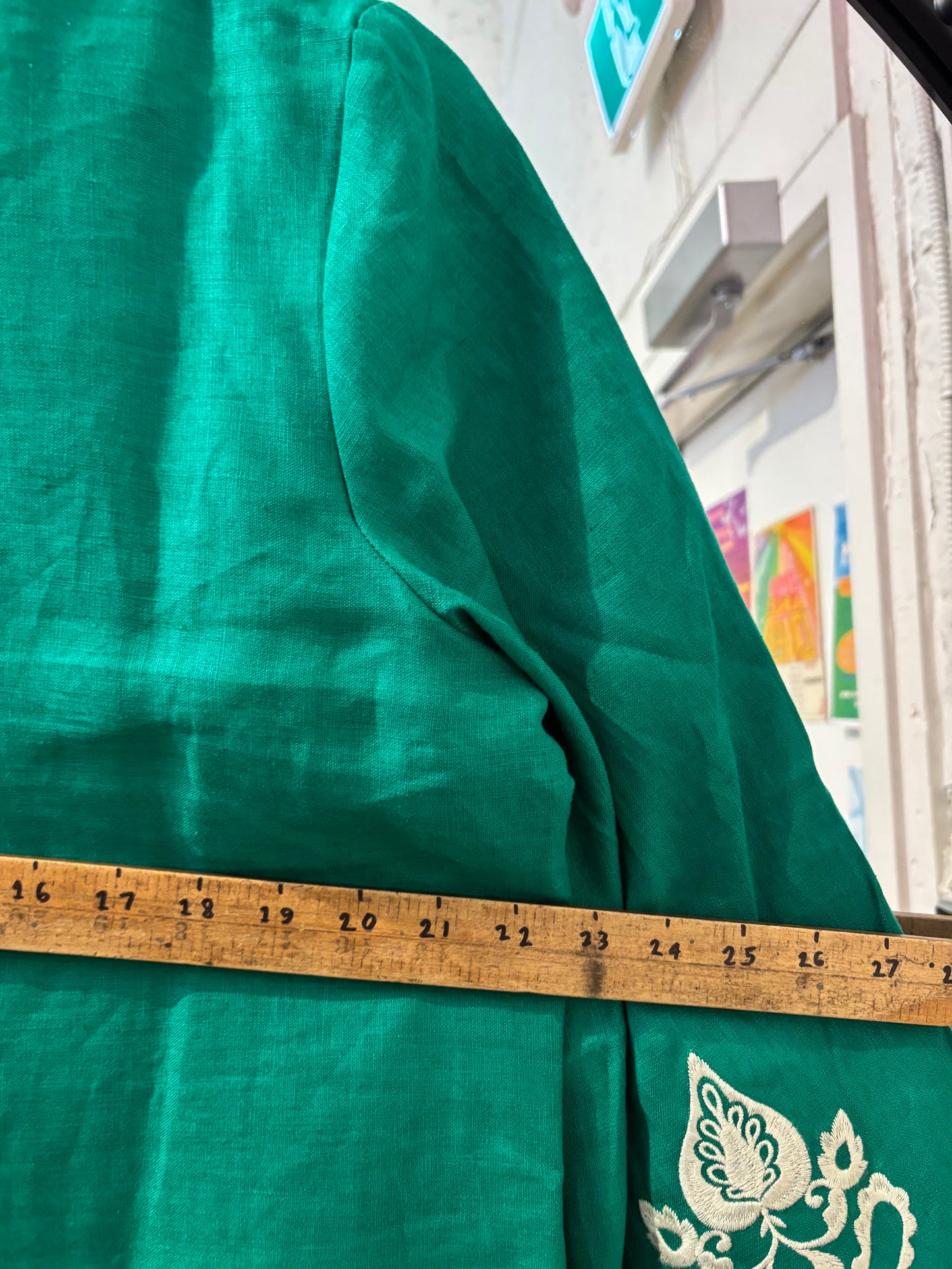 size 16 green with cream embroidery Selection by Ulla Popken dress - long