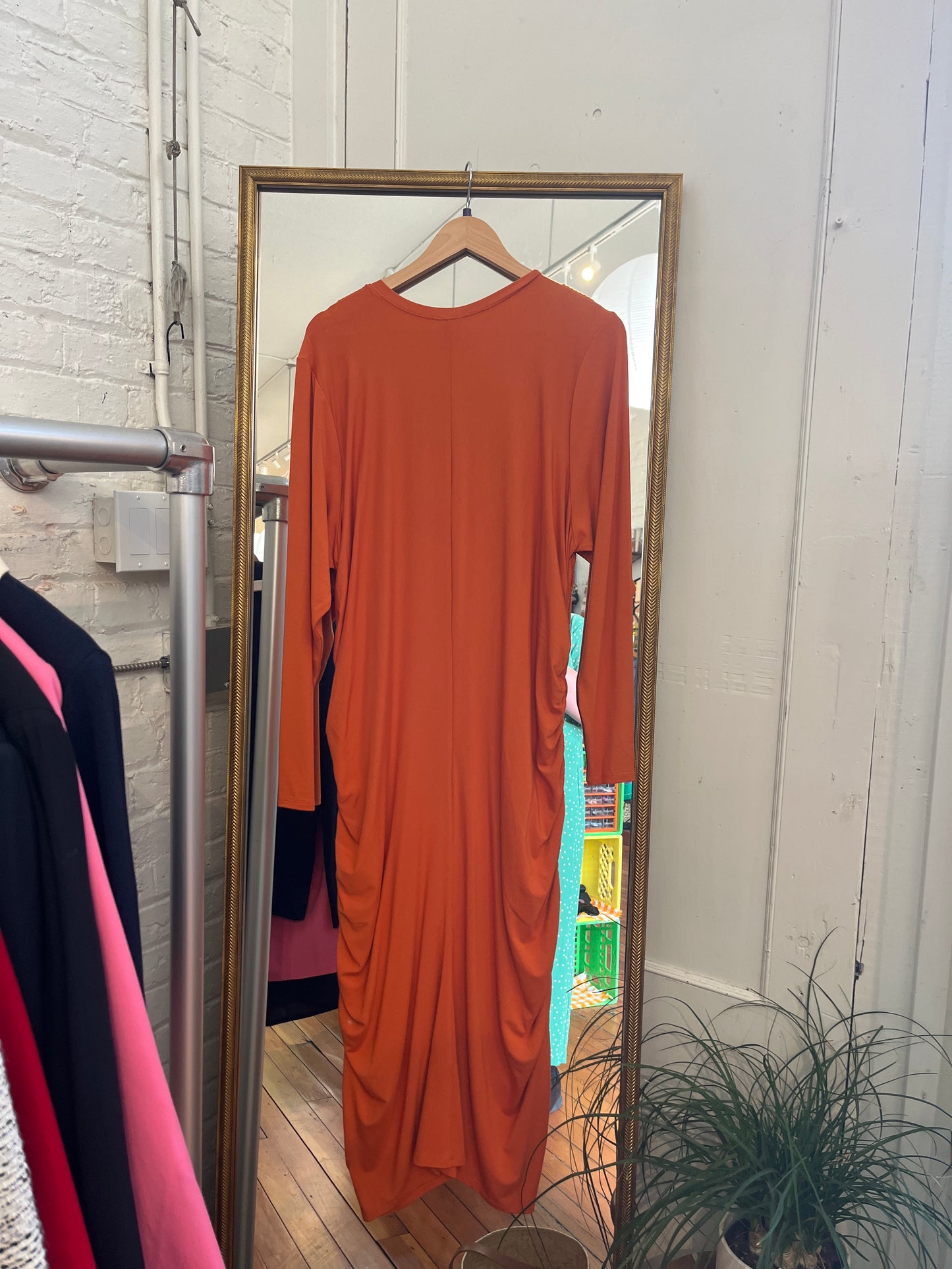 Orange Hilary Macmillan Ruched Long Sleeve Dress