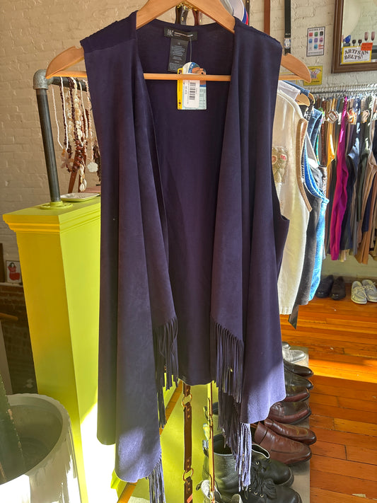 size 1X purple suedette and knit INC vest - fring