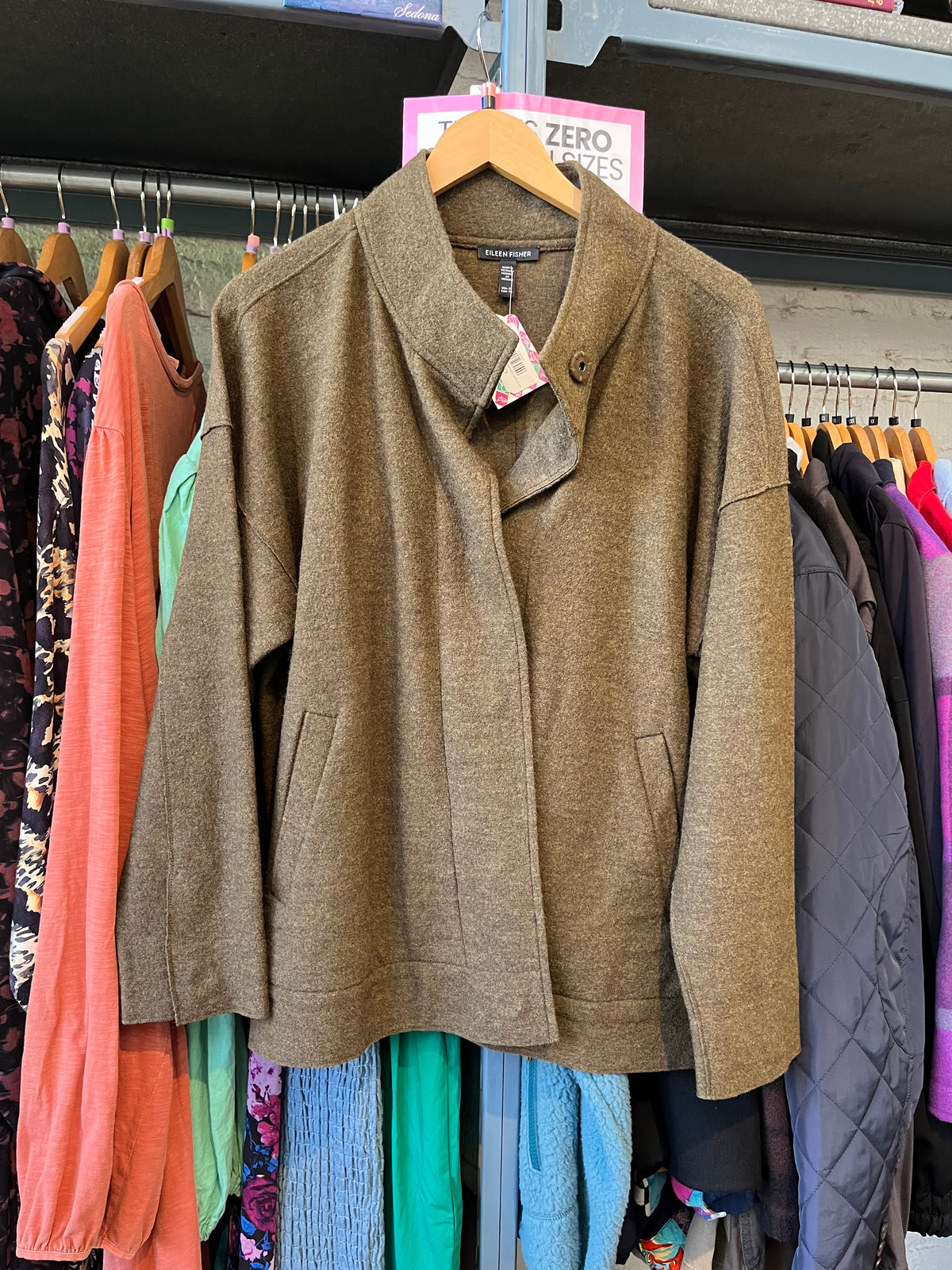 size XL green extra fine MERINO Eileen Fisher jacket