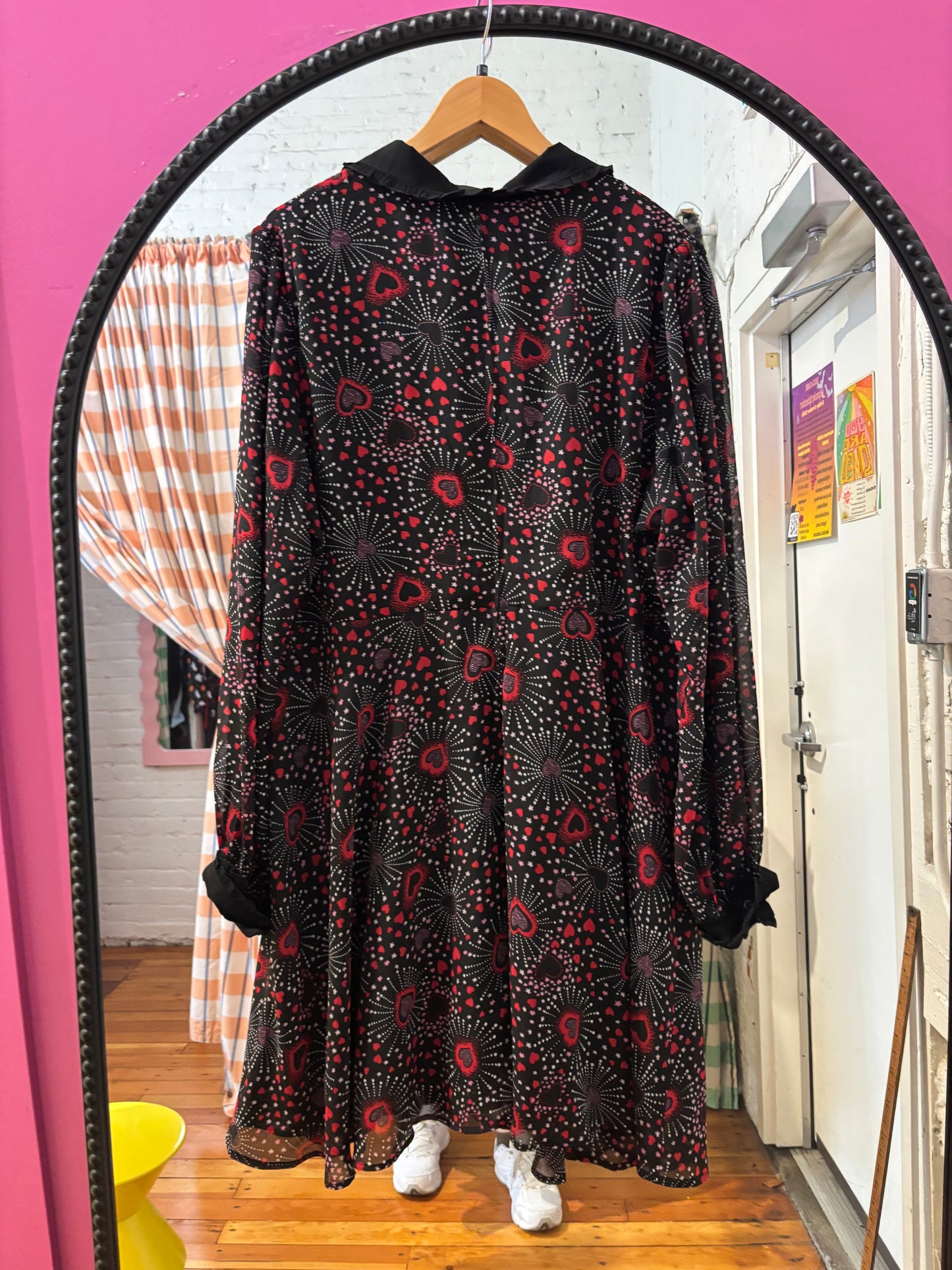 Size UK22 black with pink heart Hell Bunny dress