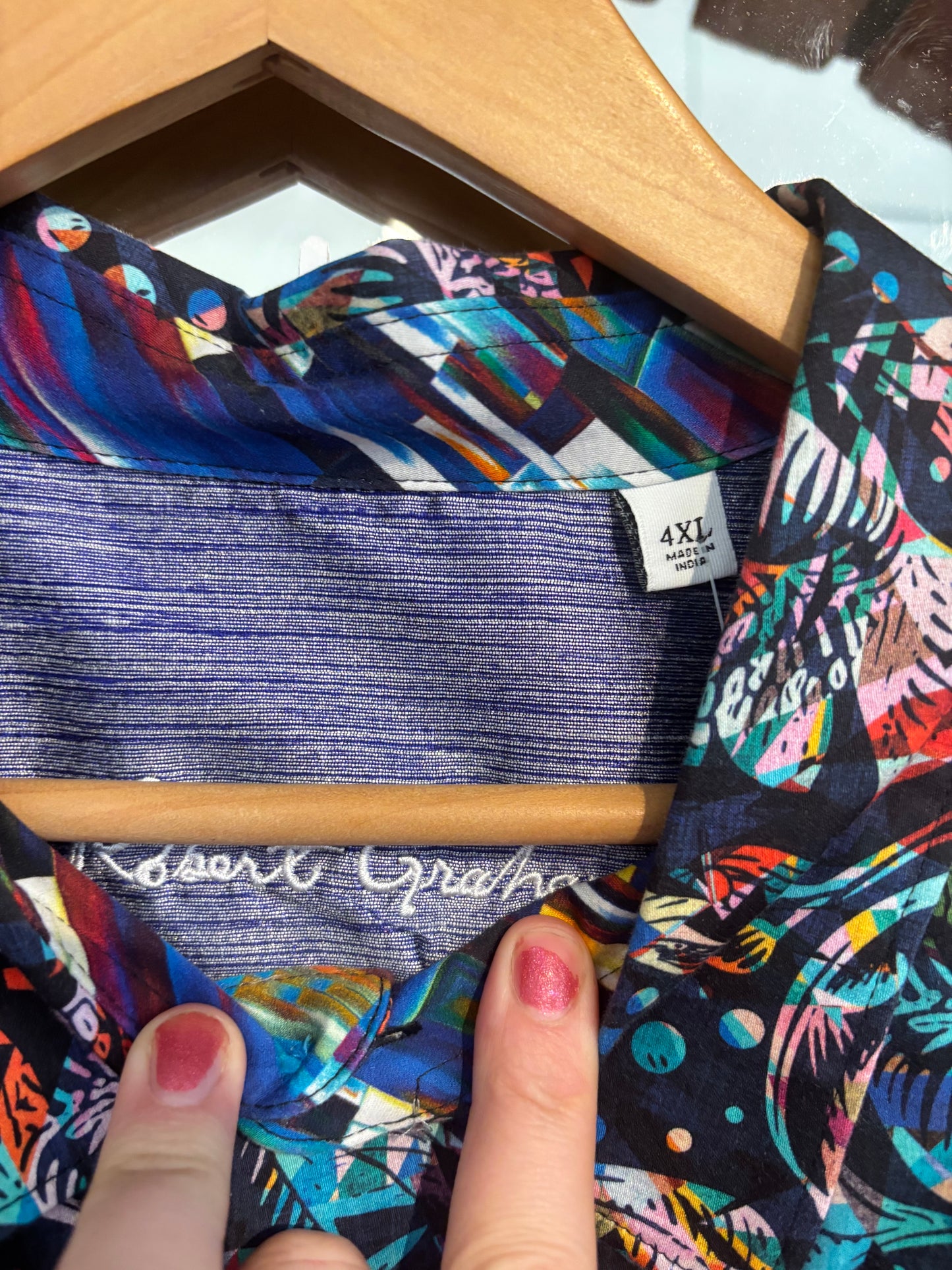 size 4XL ocean rainbow Robert Graham top - button up long sleeve