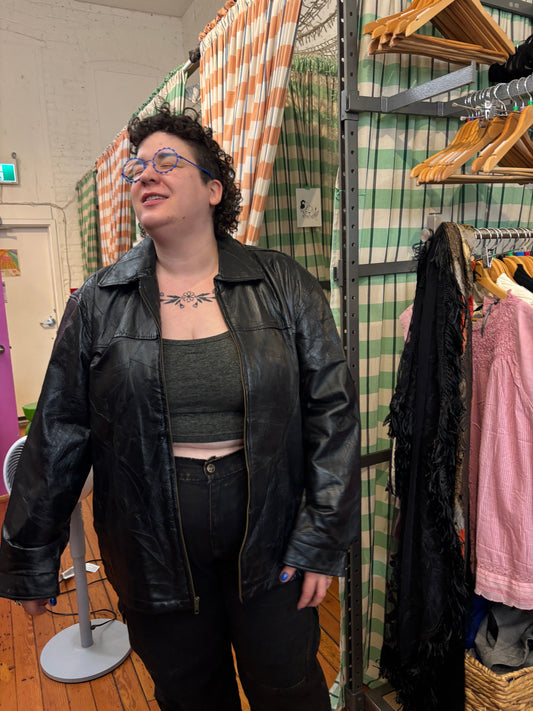 AS IS vintage size XXL LeWORLD patchwork leather jacket