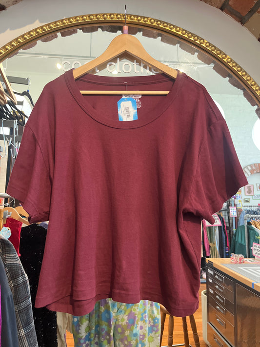size 4XL burgundy Bedroom COTTON ribbed Big Bud Press tee