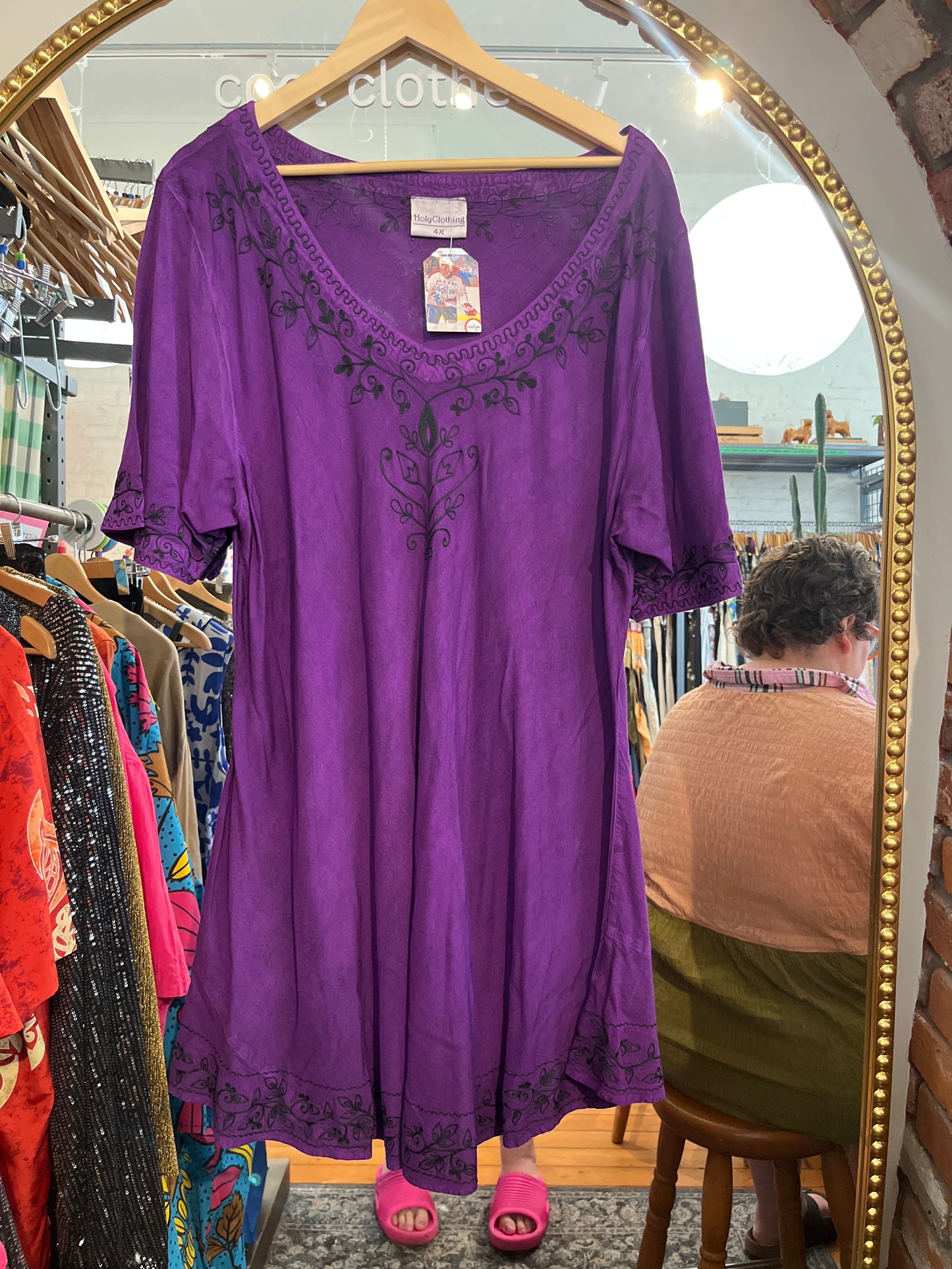 size 4X purple black embroidery Holy Clothing dress - shop