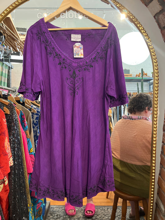 size 4X purple black embroidery Holy Clothing dress - shop