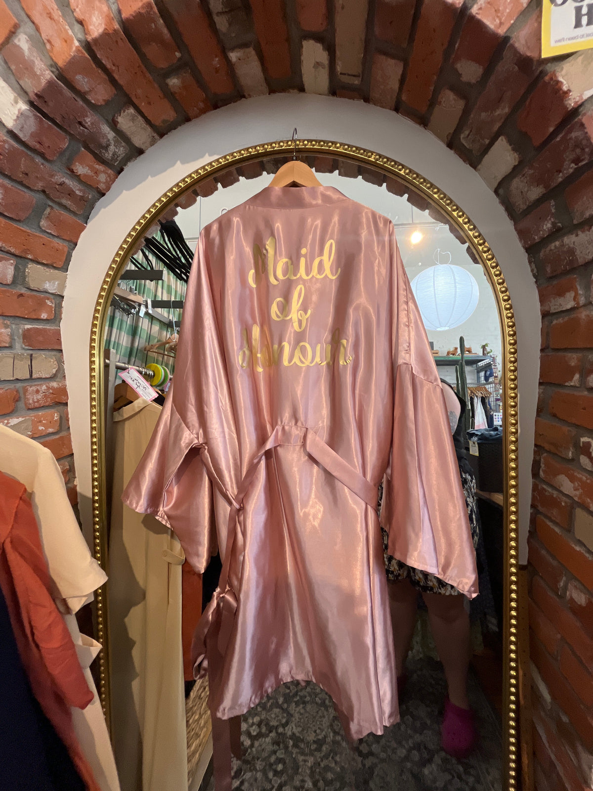 size flex maid of honor pink satin robe