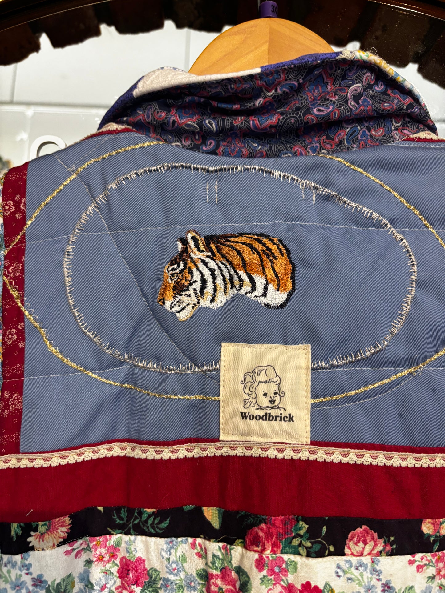 size 3X quilt jacket - crazy quilt with silk facings - by Woodblock