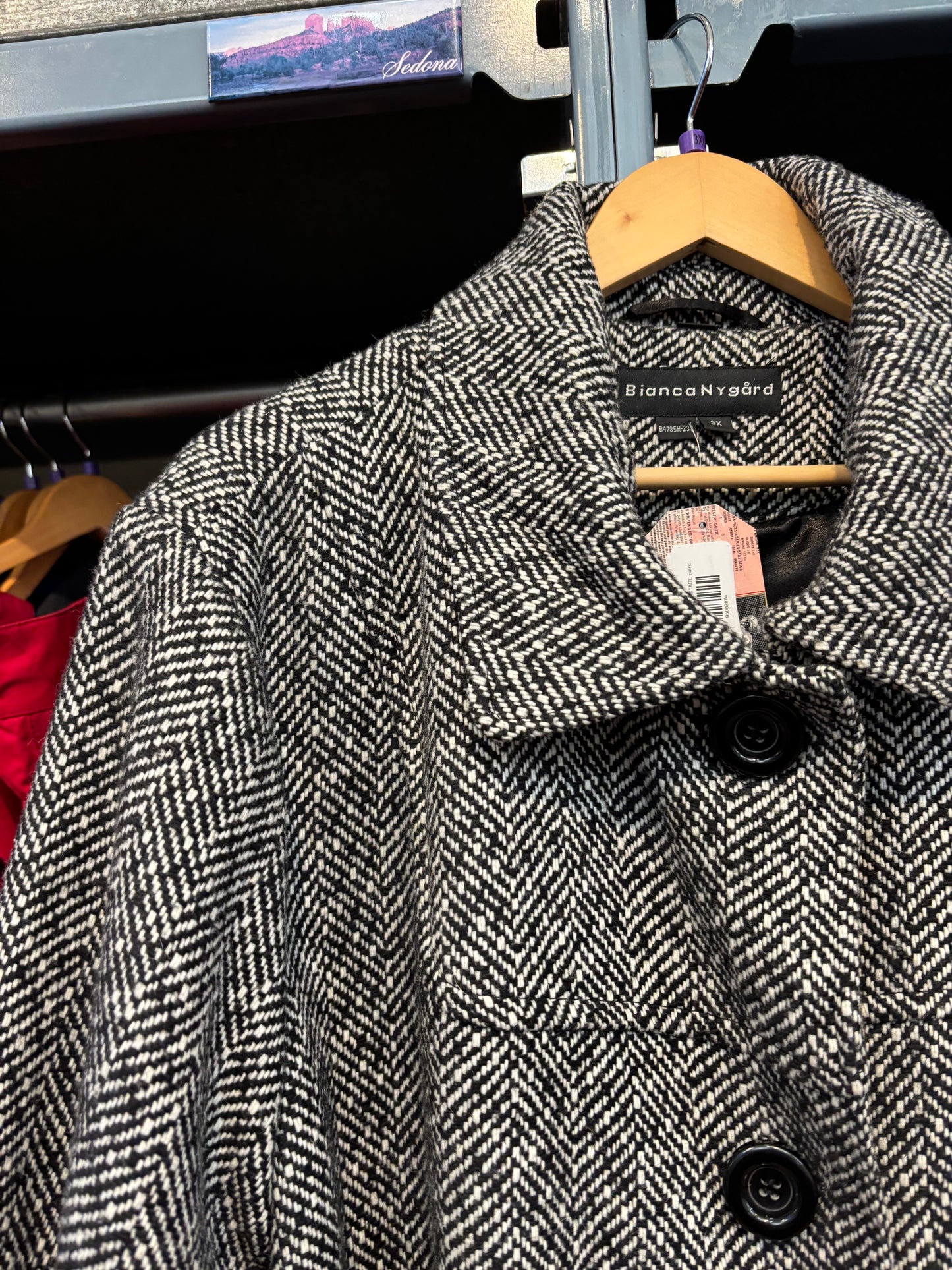 size 3X black white texture VINTAGE Bianca Nygaard jacket - heavy