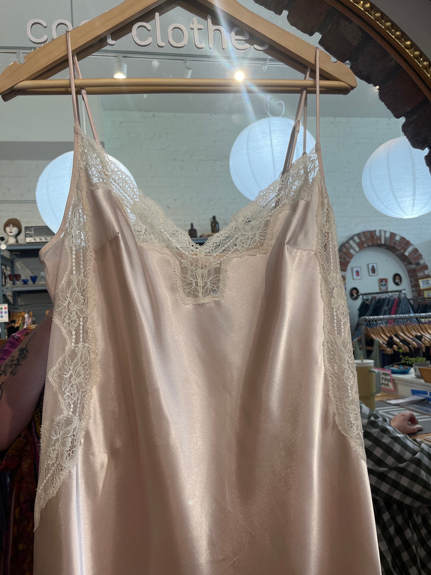 VINTAGE size 1X Cerie champagne satin long sex dress