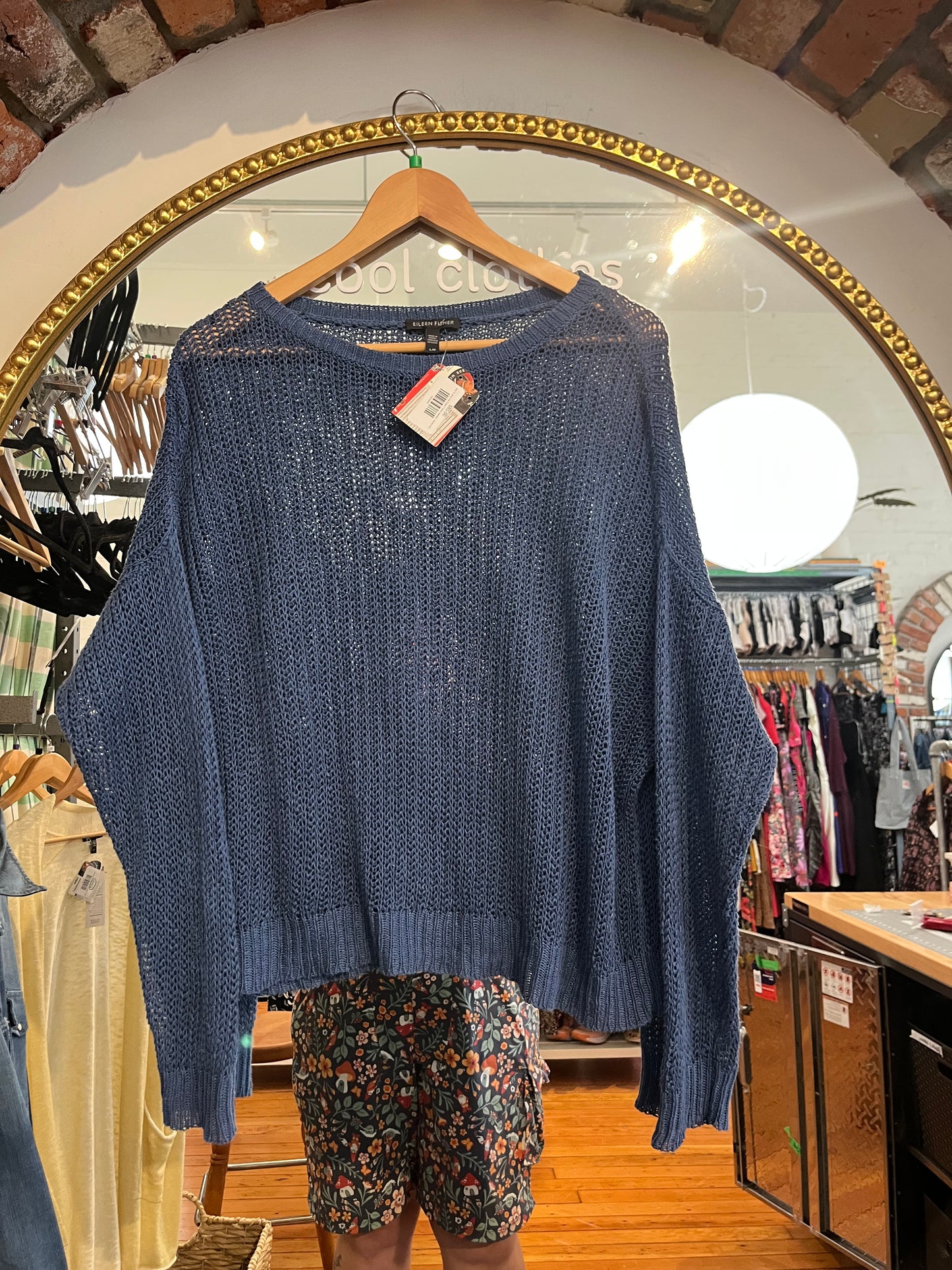 size XL blue knit Eileen Fisher sweater - loose knit