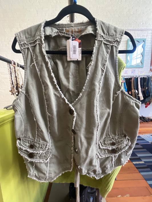 size 18 green distressed VINTAGE MXM vest
