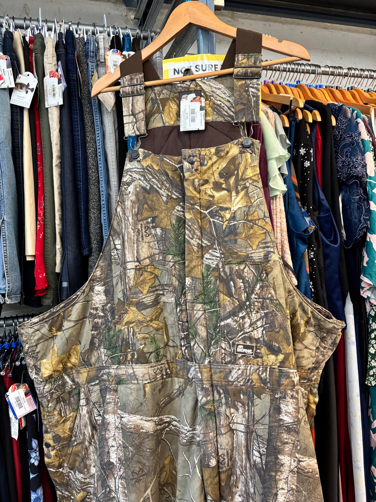 size 8X Berne quilted camo overalls