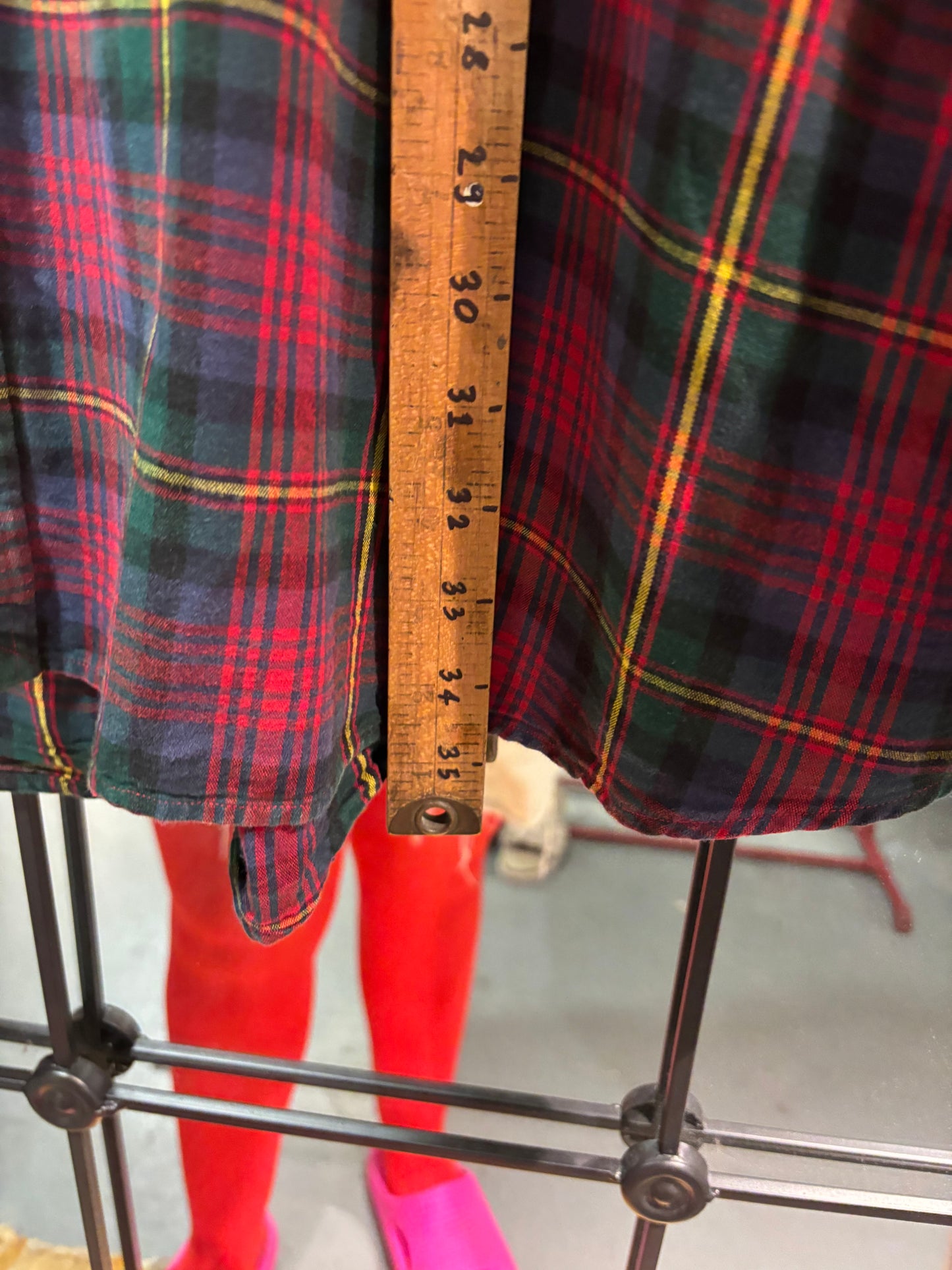 Size 4XB green red plaid Ralph Lauren long - button up