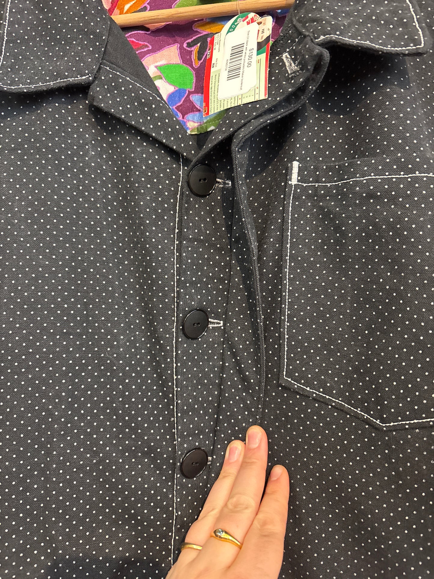 Size 2X black with white polkadots Maker boilersuit