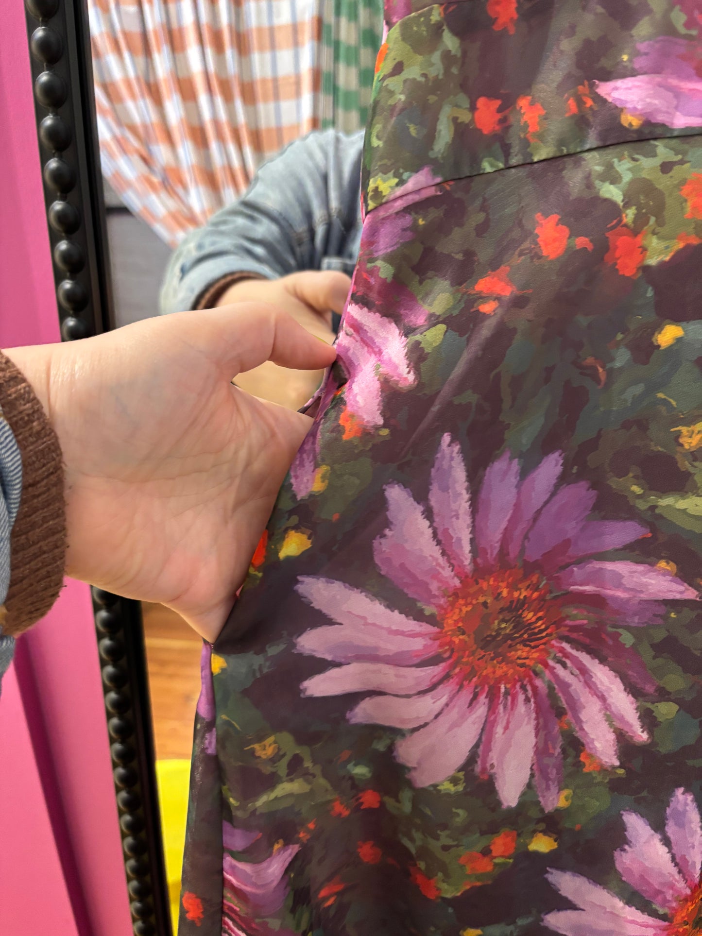 size 4X floral big purple green geode dress- knee