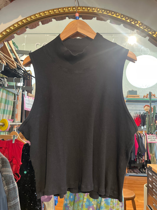 size 3XL black ribbed COTTON Big Bud Press tank - mock neck