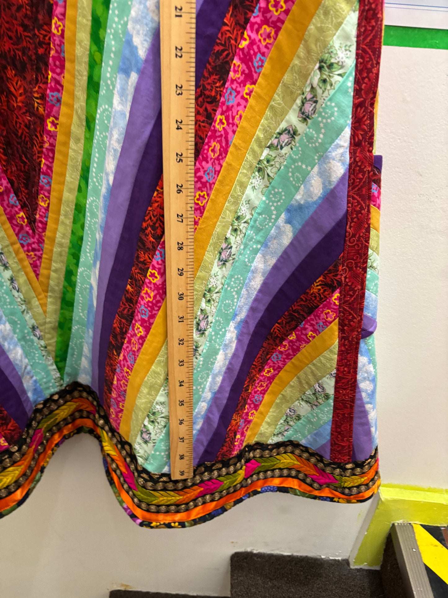 Size 3X rainbow quilted jacket Wych Works Vest - wearable art