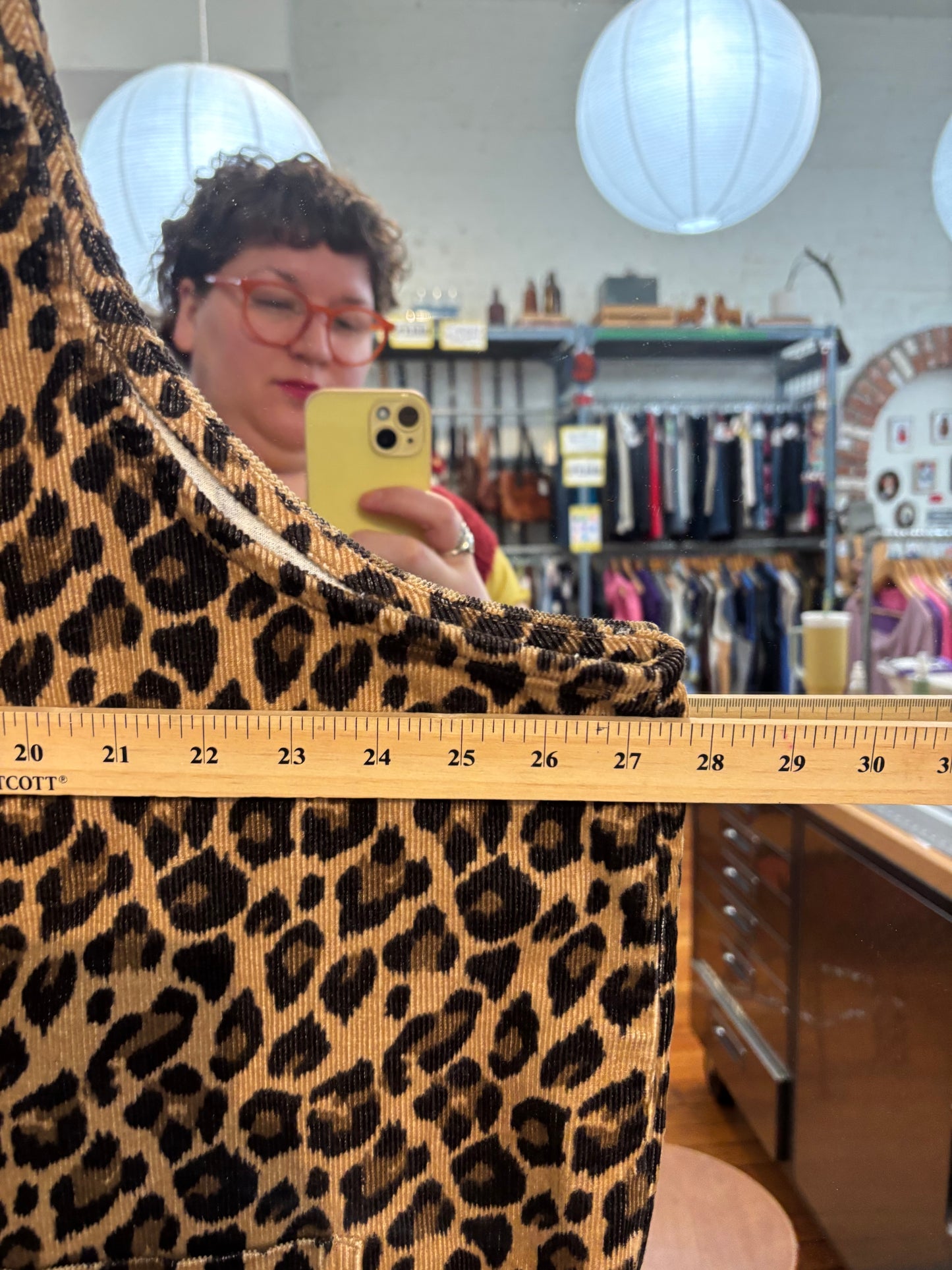 size 22 (generous) leopard corduroy Lucy & Yak dungerees