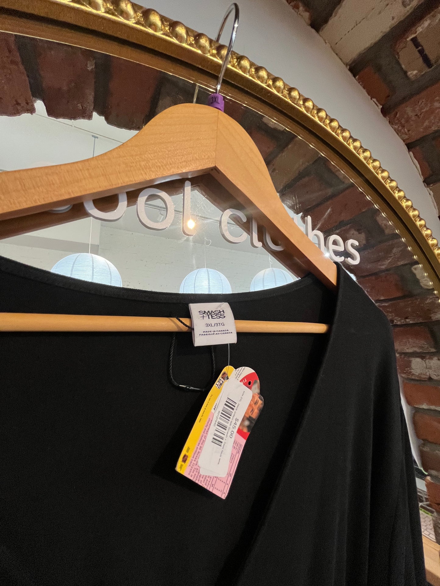 size 3XL  black cotton soft Smash + Tess faux wrap dress - knee