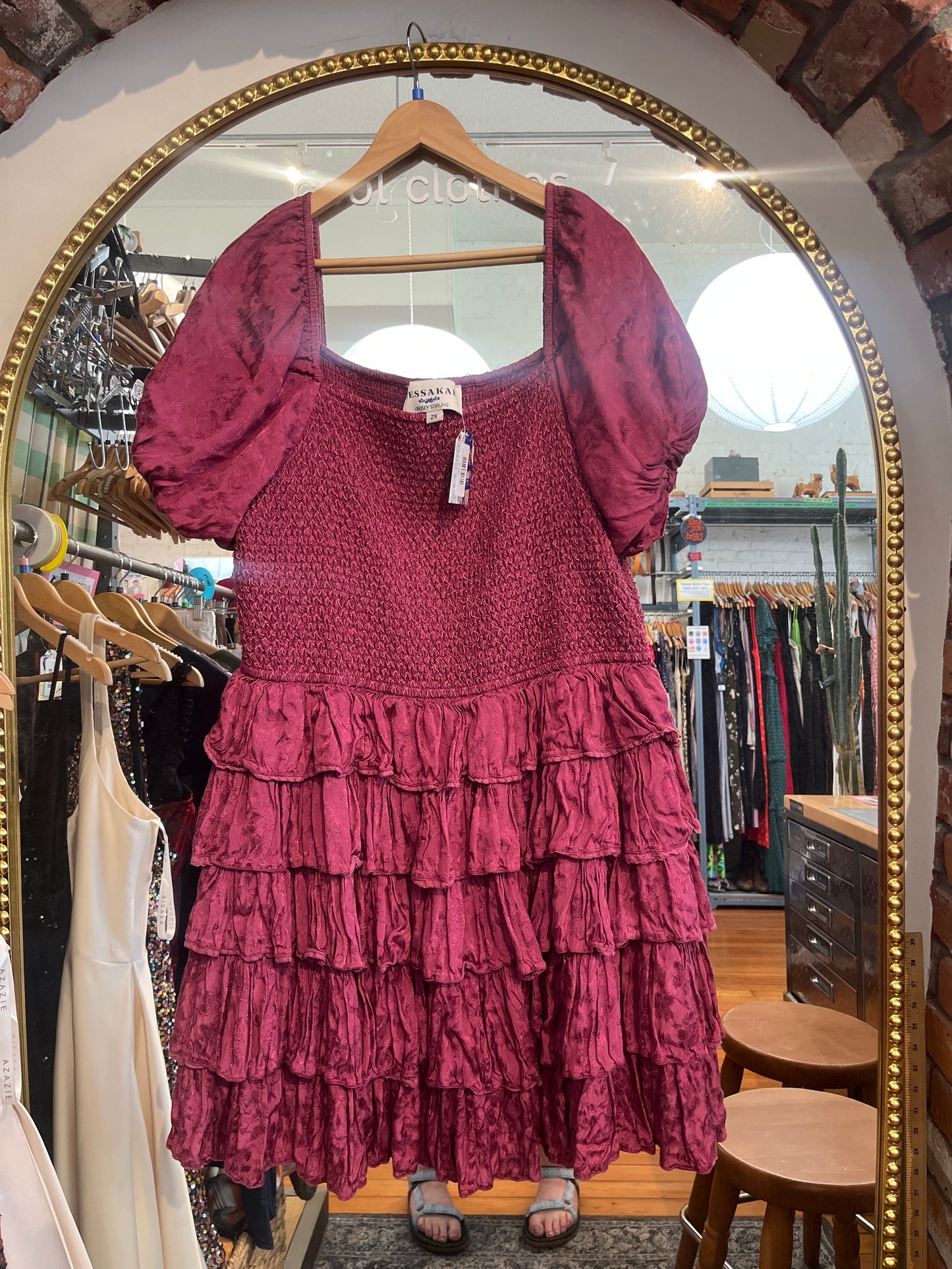 size 2X burgundy jessakae lindsey stirling dress - tiered