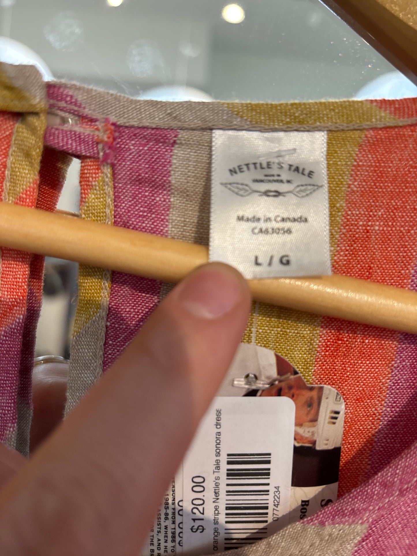 size Large pink orange stripe Nettle's Tale sonora dress