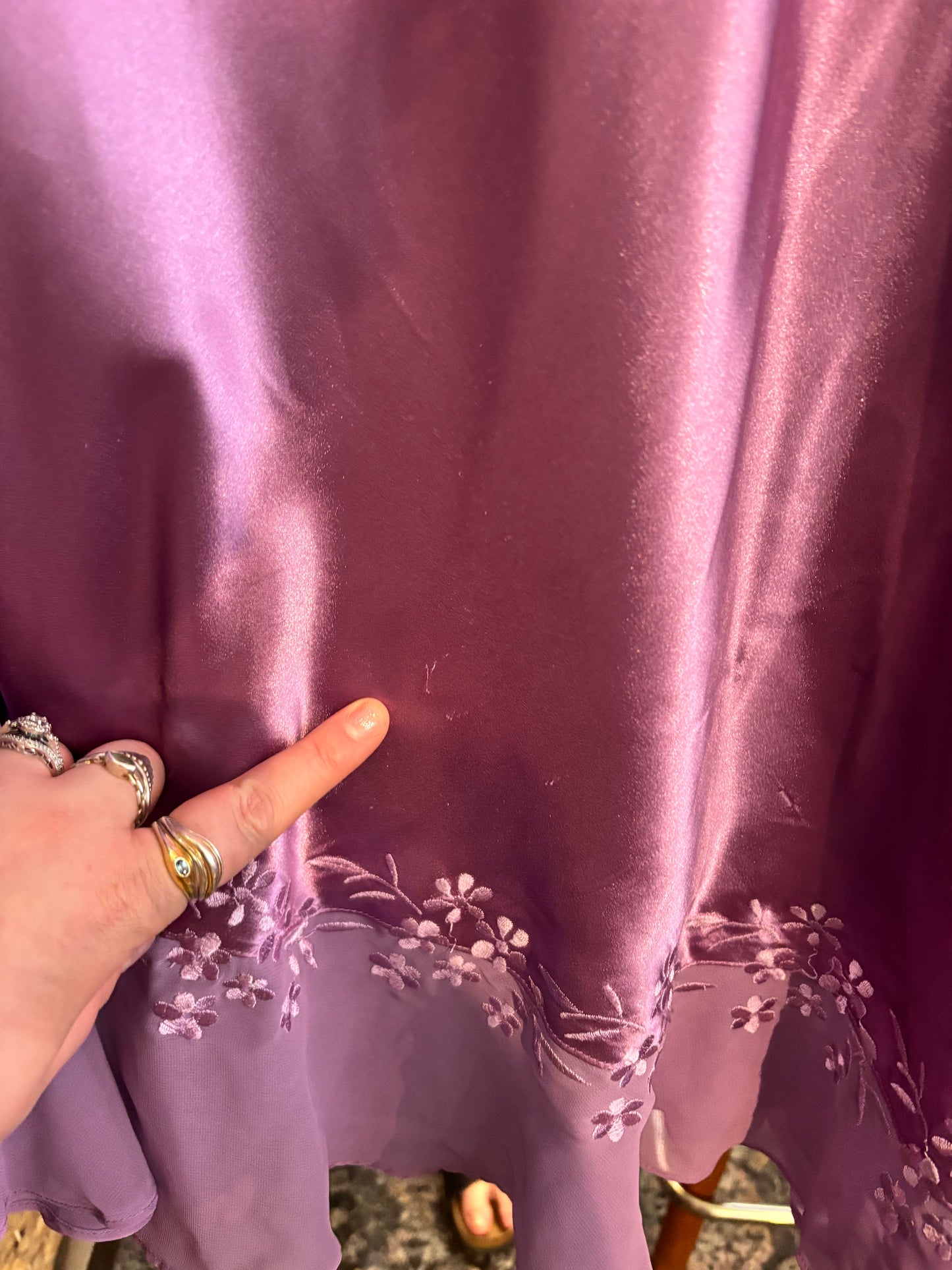AS IS size 5X purple satin with rose P Intimates slip dress