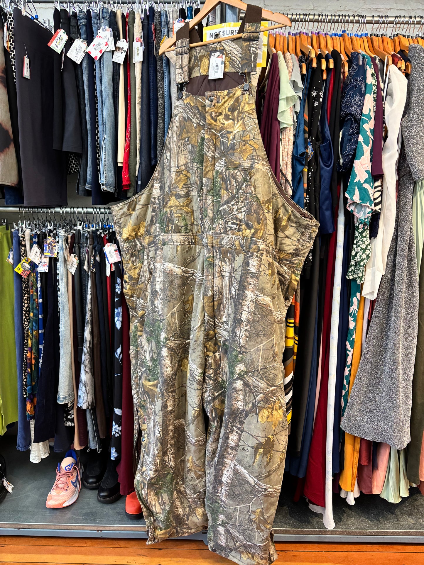 size 8X Berne quilted camo overalls