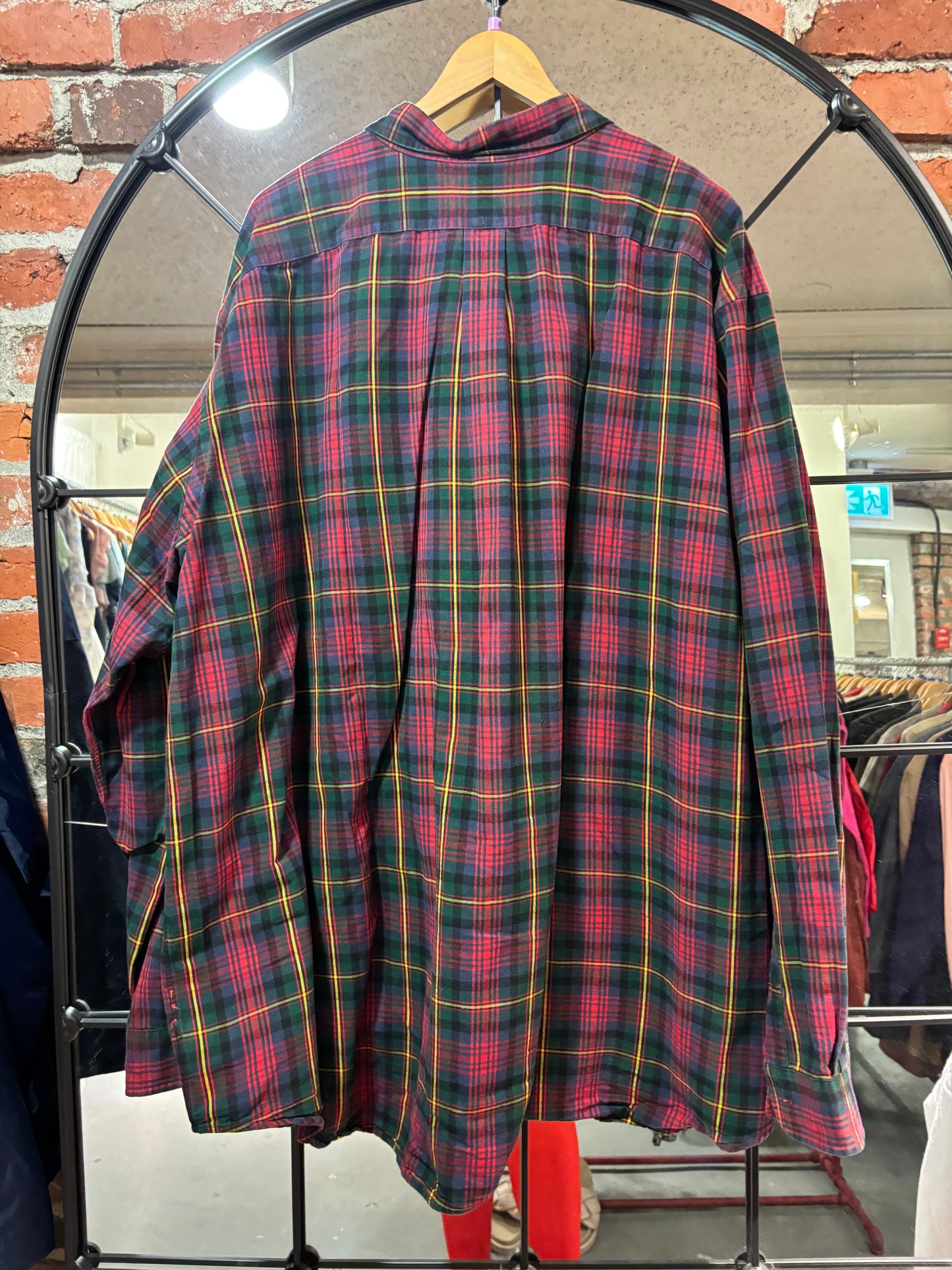 Size 4XB green red plaid Ralph Lauren long - button up