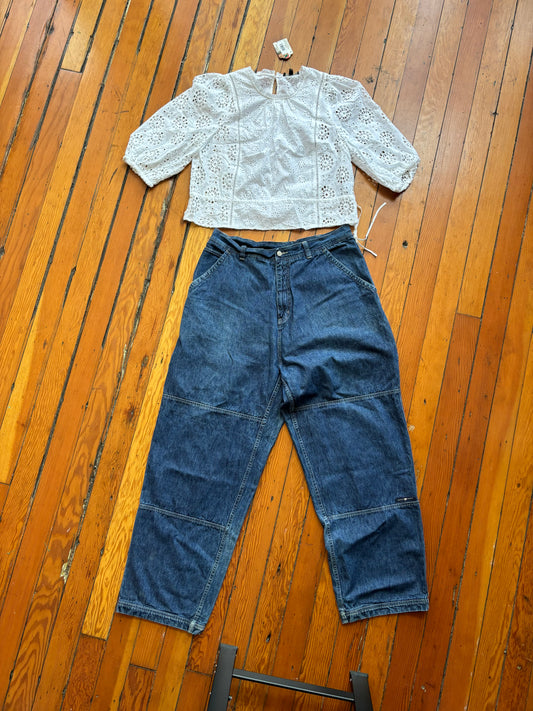 Size XL White eyelet cotton BR Top