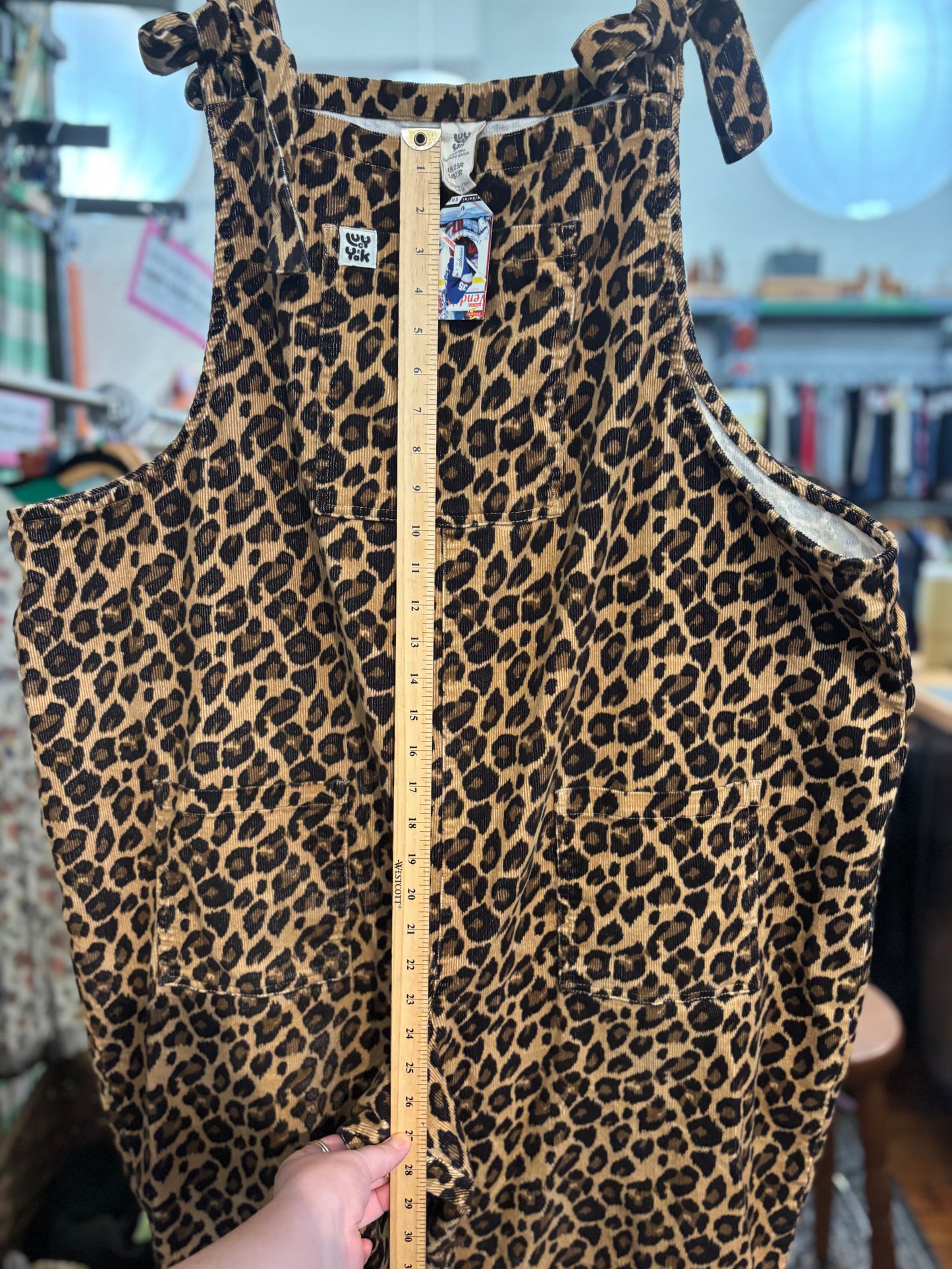 size 22 (generous) leopard corduroy Lucy & Yak dungerees