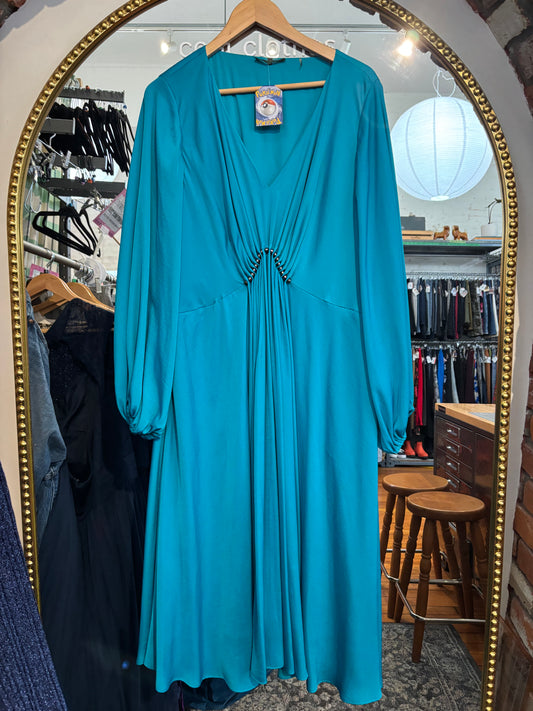 size XXL teal satin with details Kobi Halperin dress- maxi