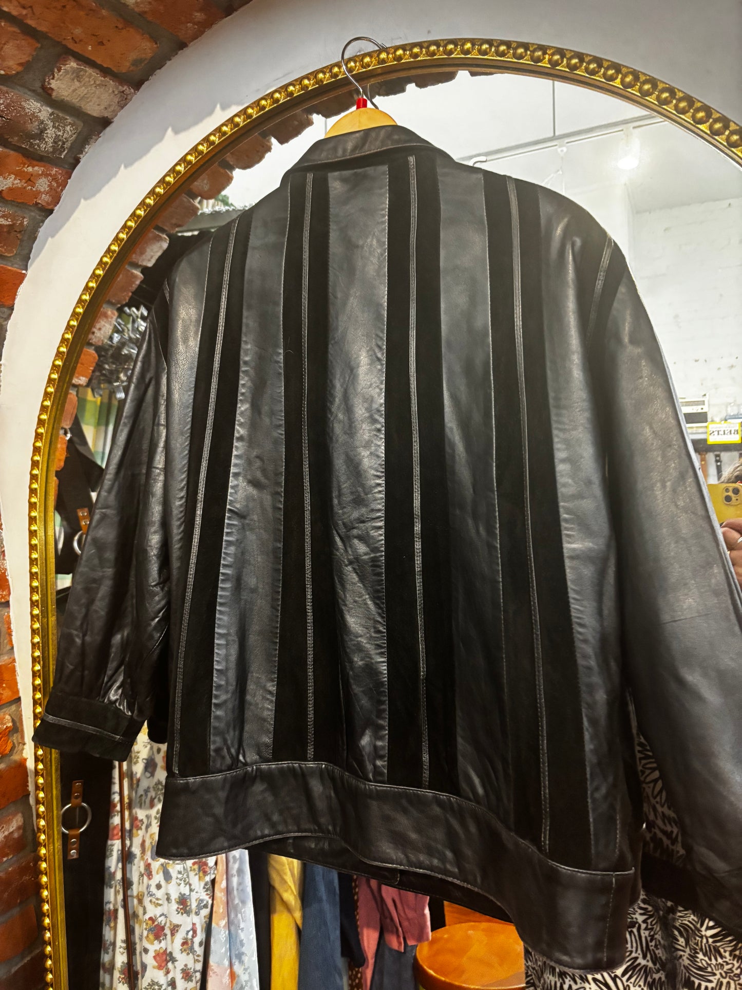 AS IS size 14 black leather and suede VINTAGE Andre Creation jacket