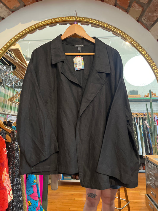 size 3X black heavy linen Eilieen Fisher blazer