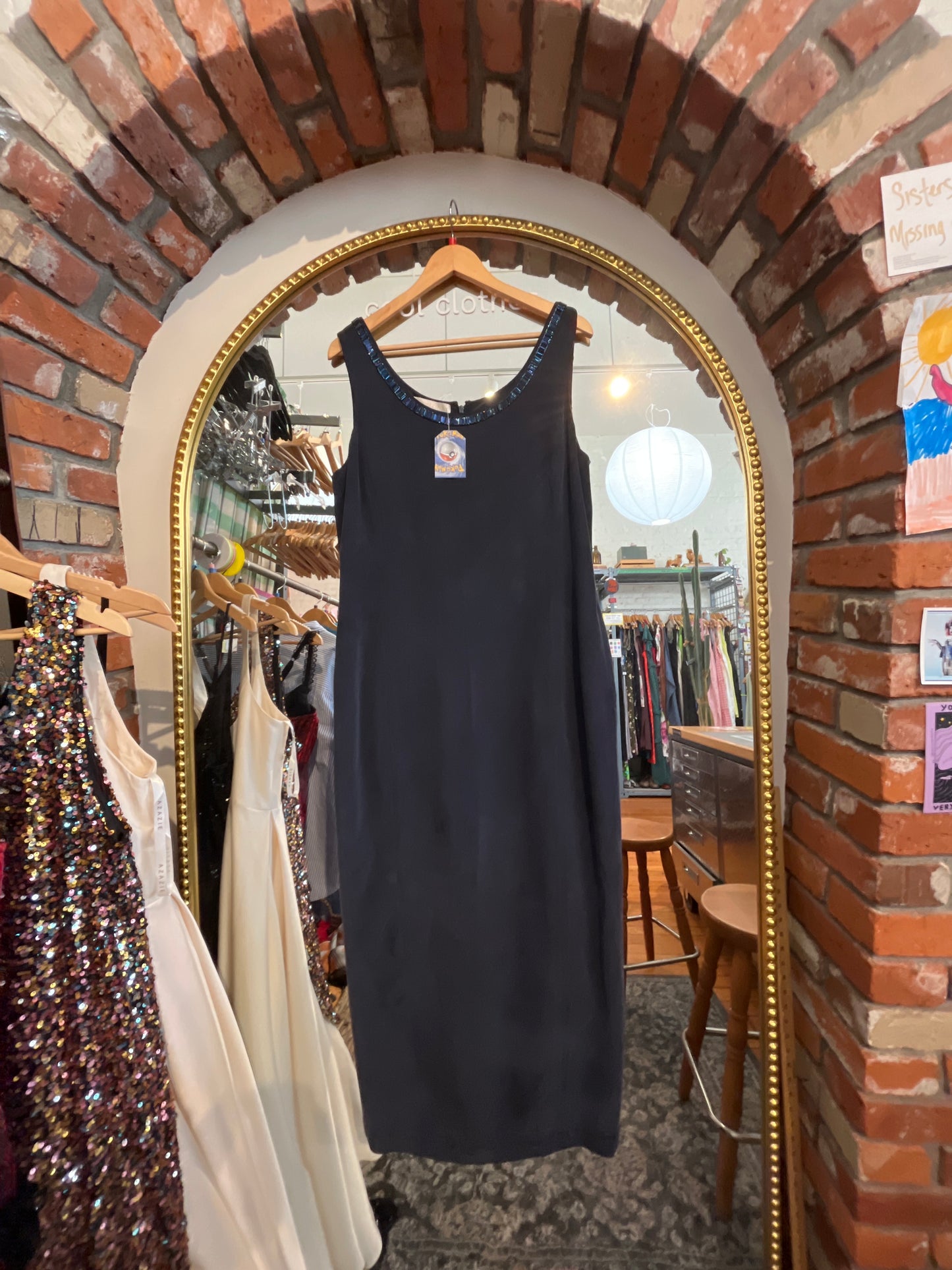 size tiny navy with beading VINTAGE Dana Buchman dress - maxi