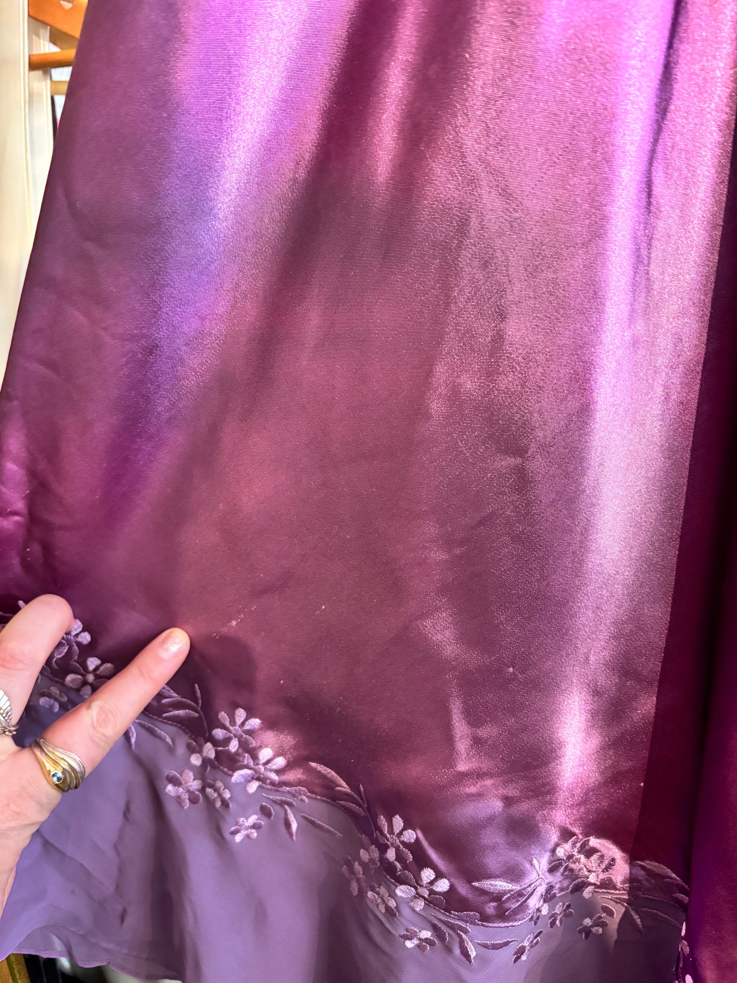 AS IS size 5X purple satin with rose P Intimates slip dress