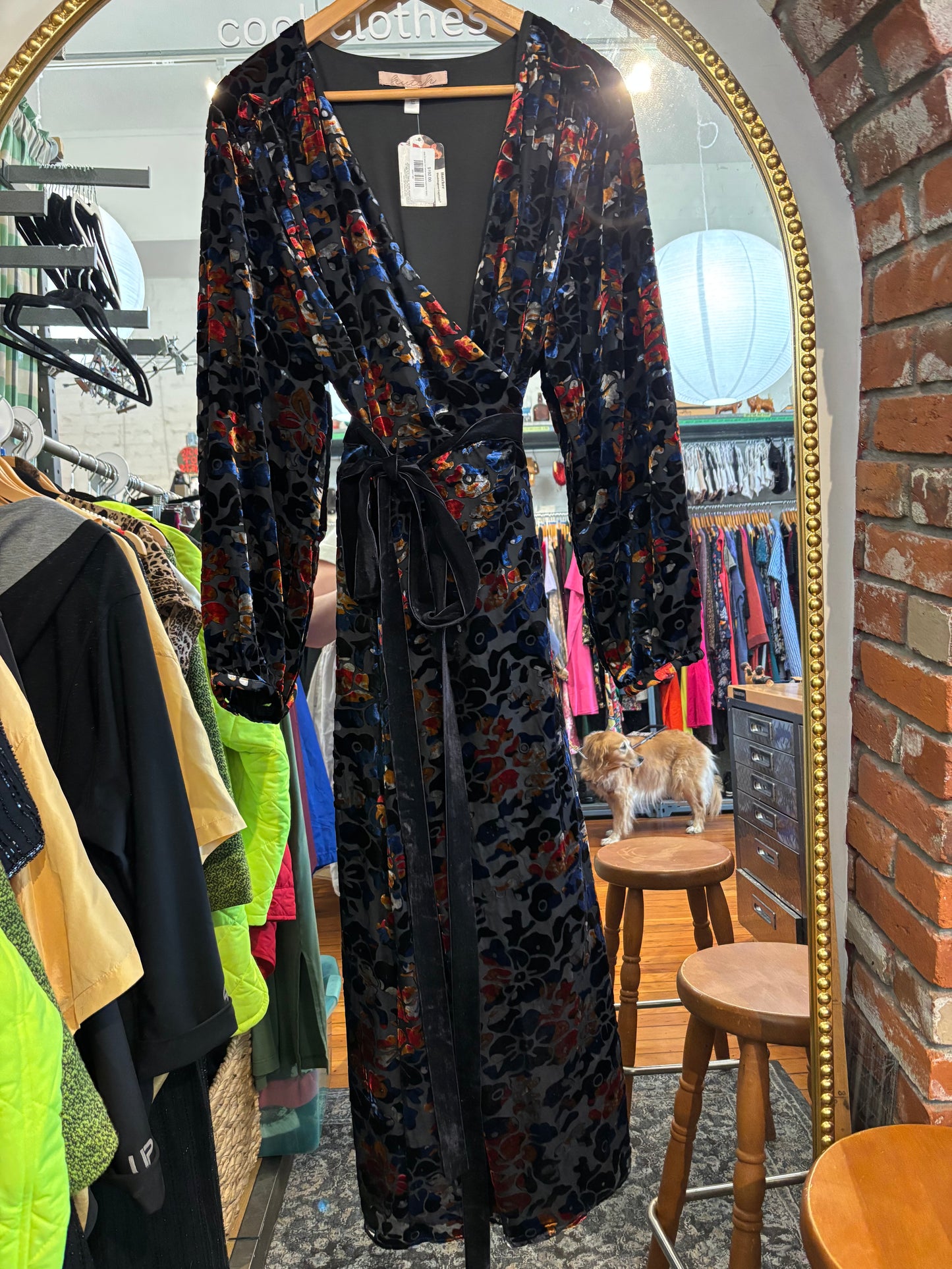 size 3X black red velvet burnout Hutch from Anthro dress - midi wrap