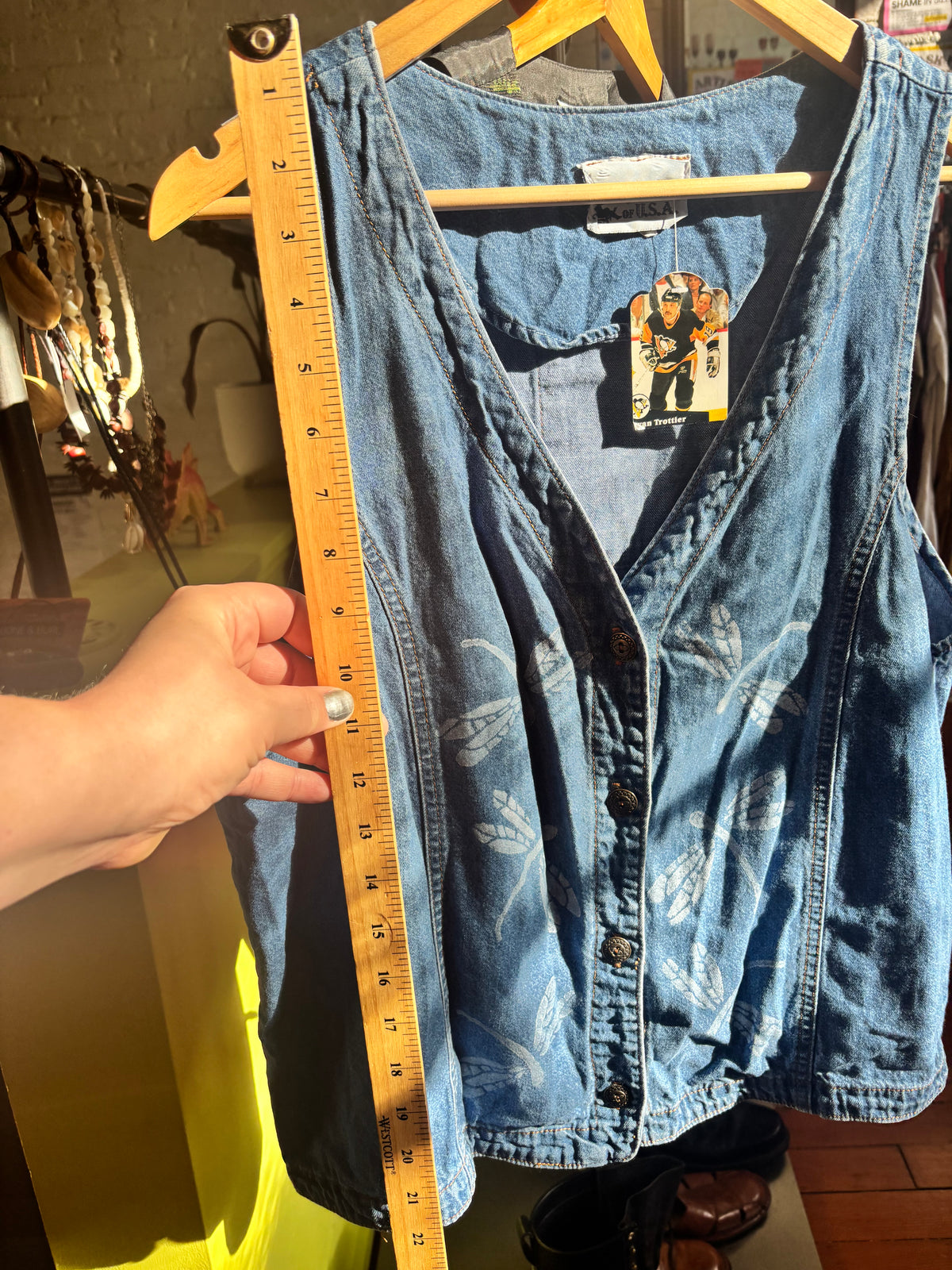 size XL denim w/ dragonflies VINTAGE Rama of USA vest