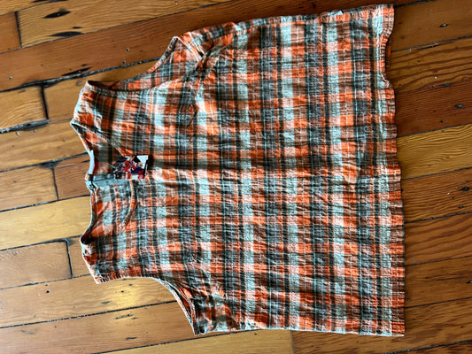 Size 44 Orange and brown plaid Vintage Chic Top