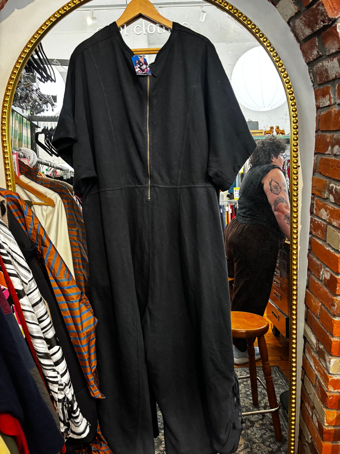 size 3X black cotton mixed fabric Daily Practice jumpsuit