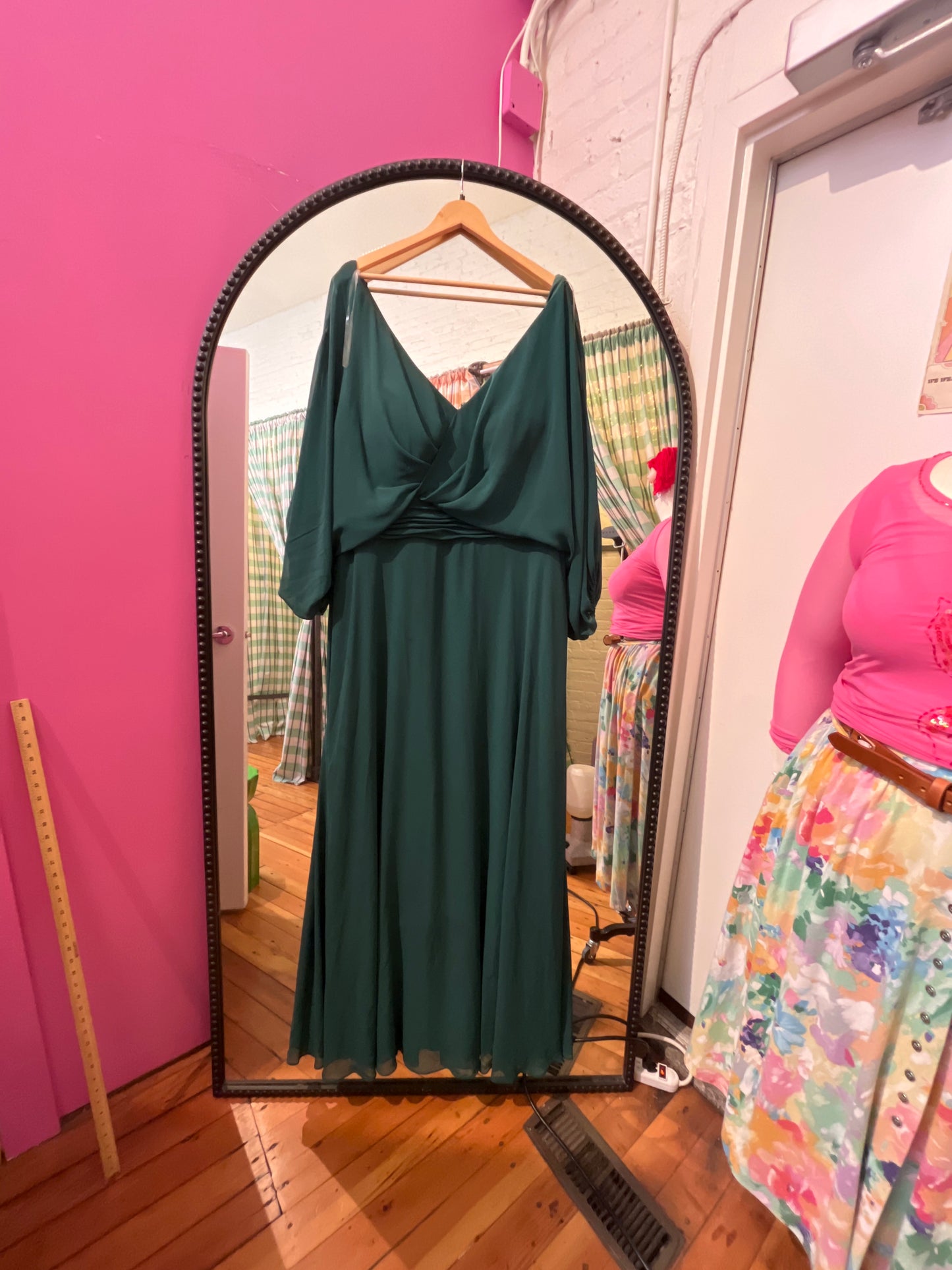 AS IS Size 24 Morilee Madeline Gardener formal emerald green dress chiffon