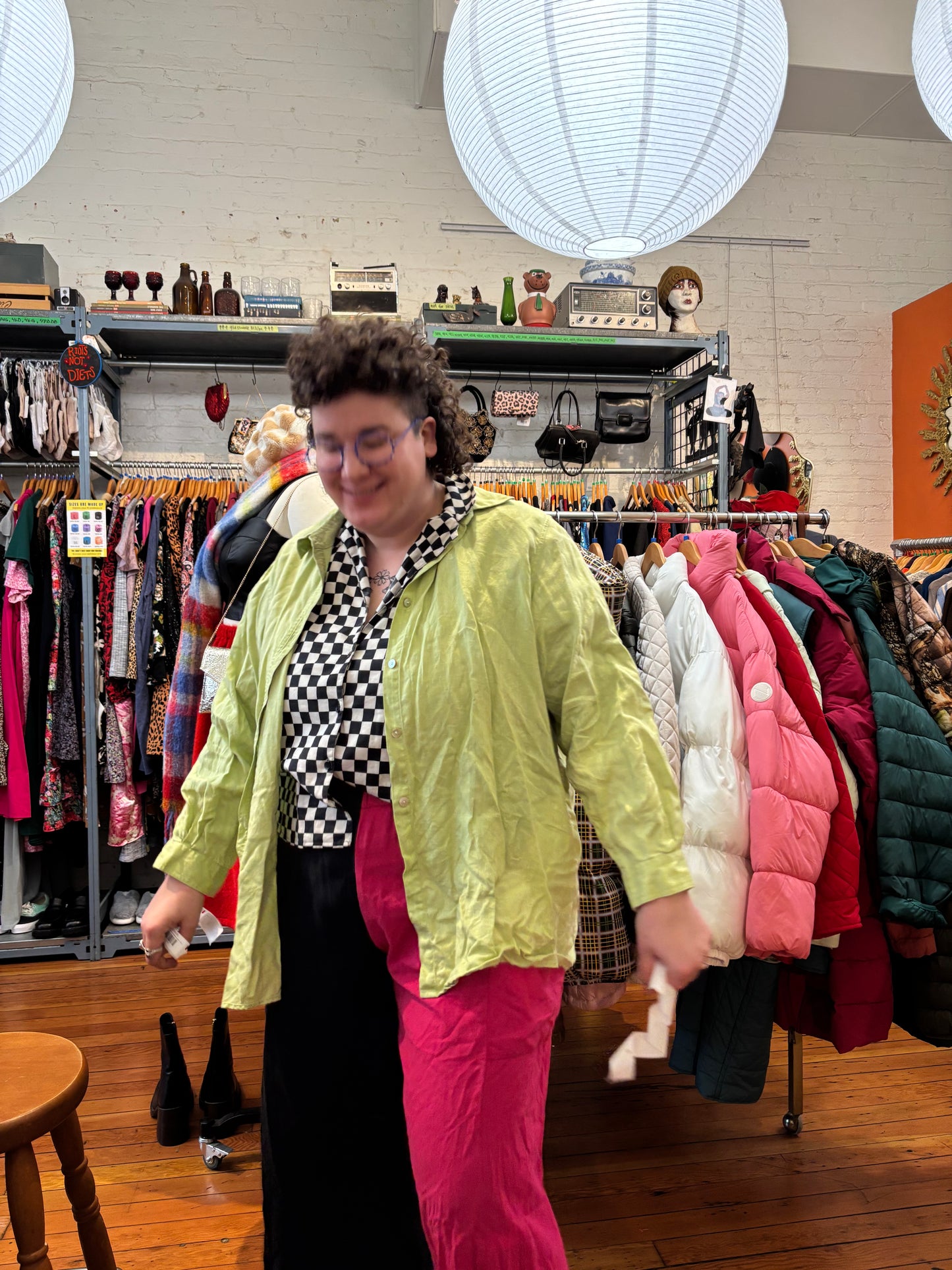 size 3X green linen vintage Pure & Simple button-up long sleeve