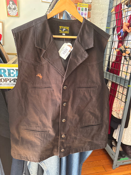 size XLish black cotton VINTAGE Wyoming Traders vest
