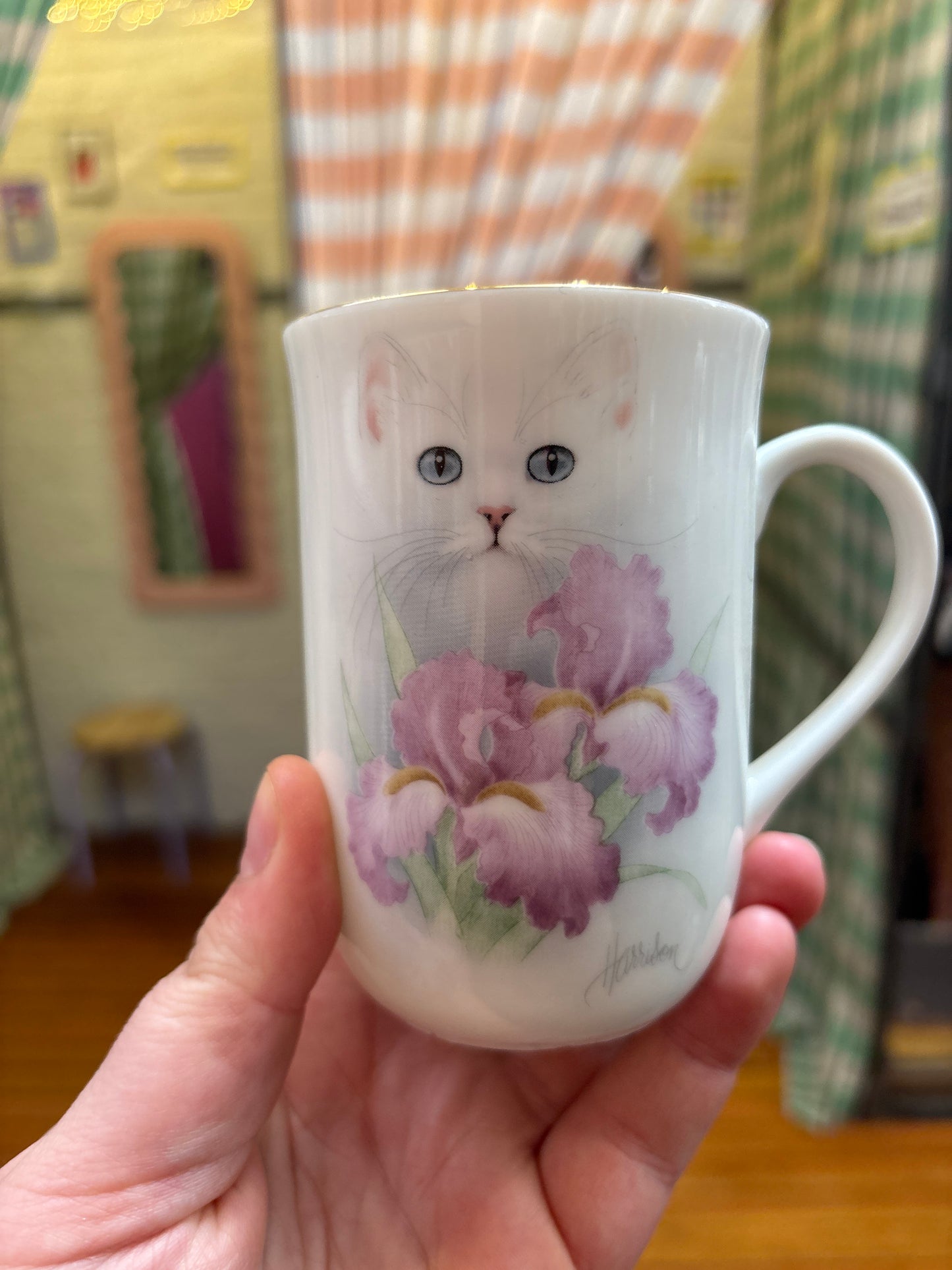 Vintage cat flower otagiri mug