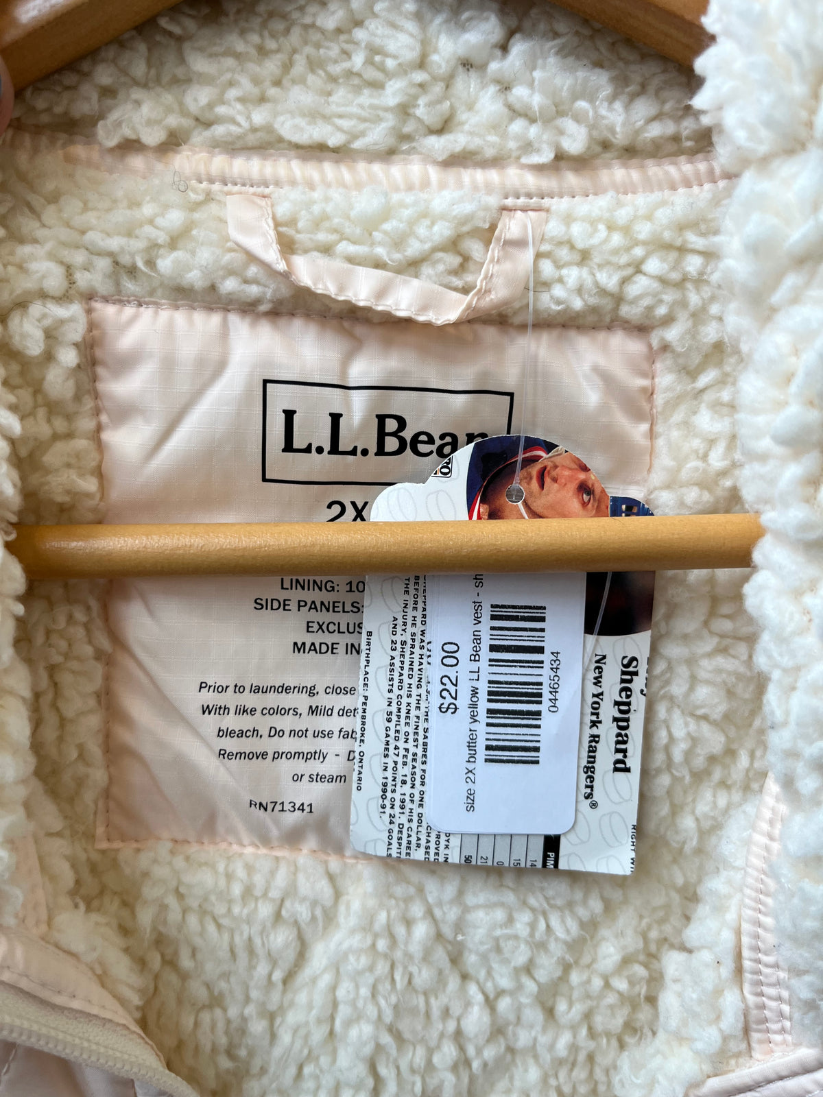 size 2X butter yellow LL Bean vest - sherpa