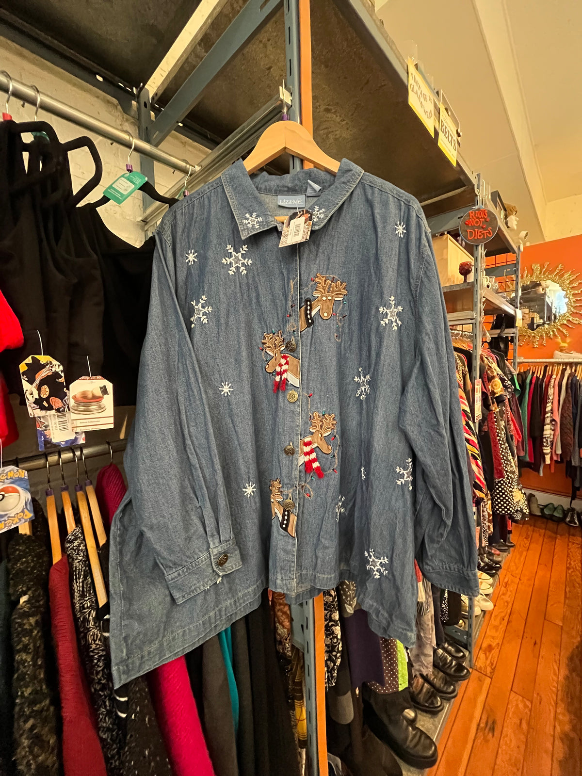 size 3X chambray holiday VINTAGE Liz and Me top - button up