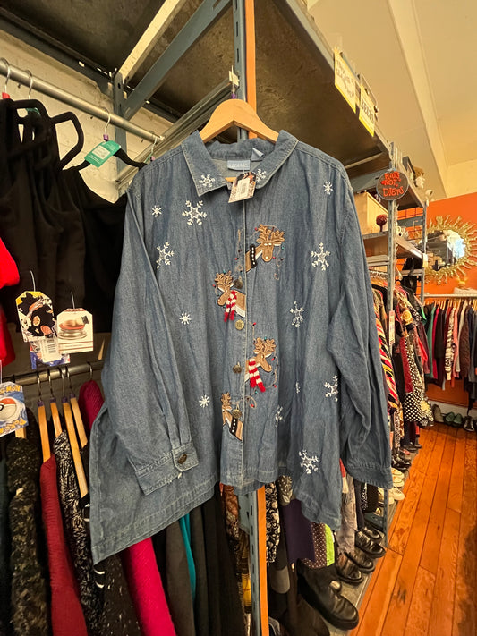 size 3X chambray holiday VINTAGE Liz and Me top - button up