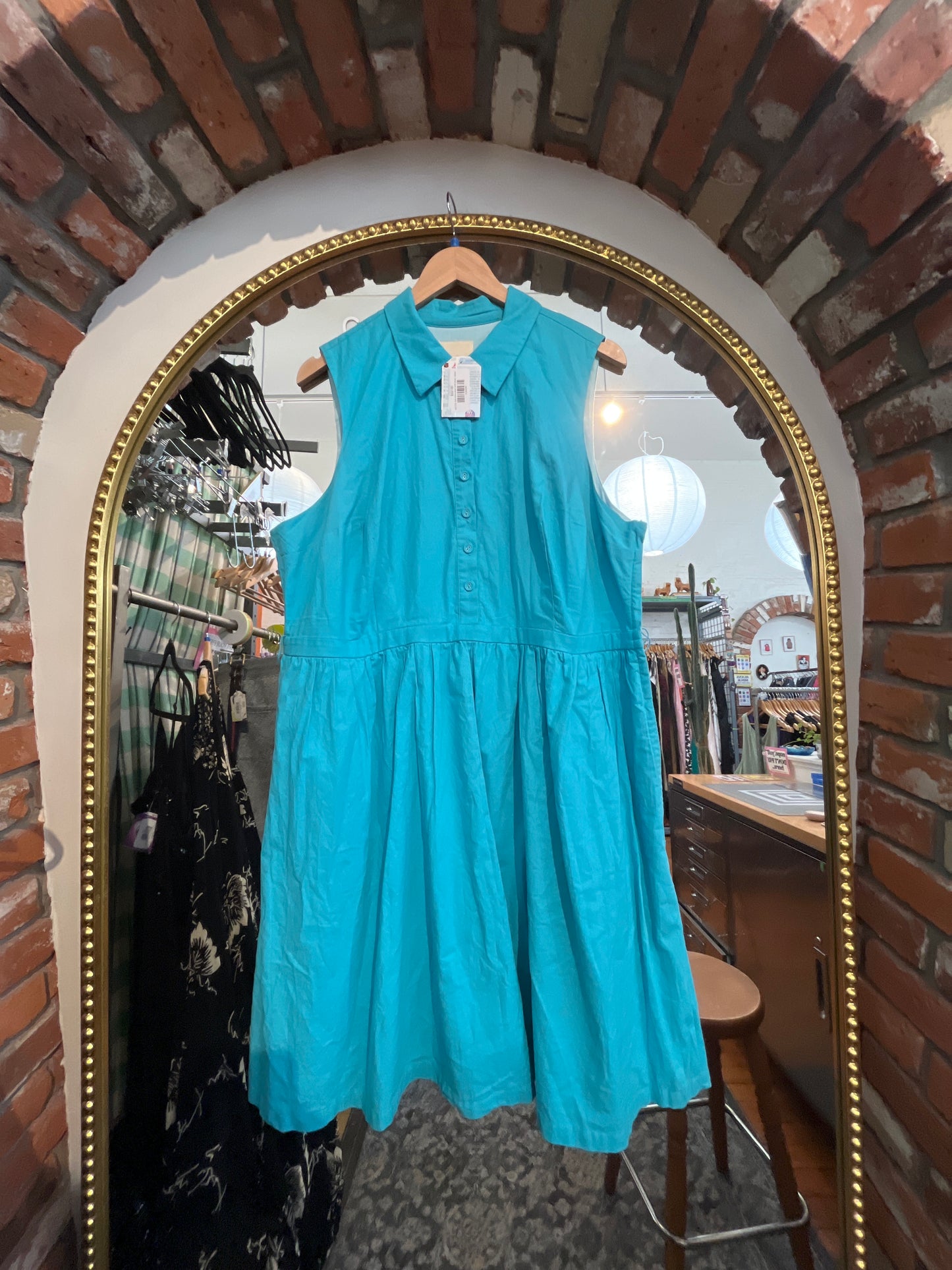 size 2XL teal cotton Mod Cloth dress - pinup
