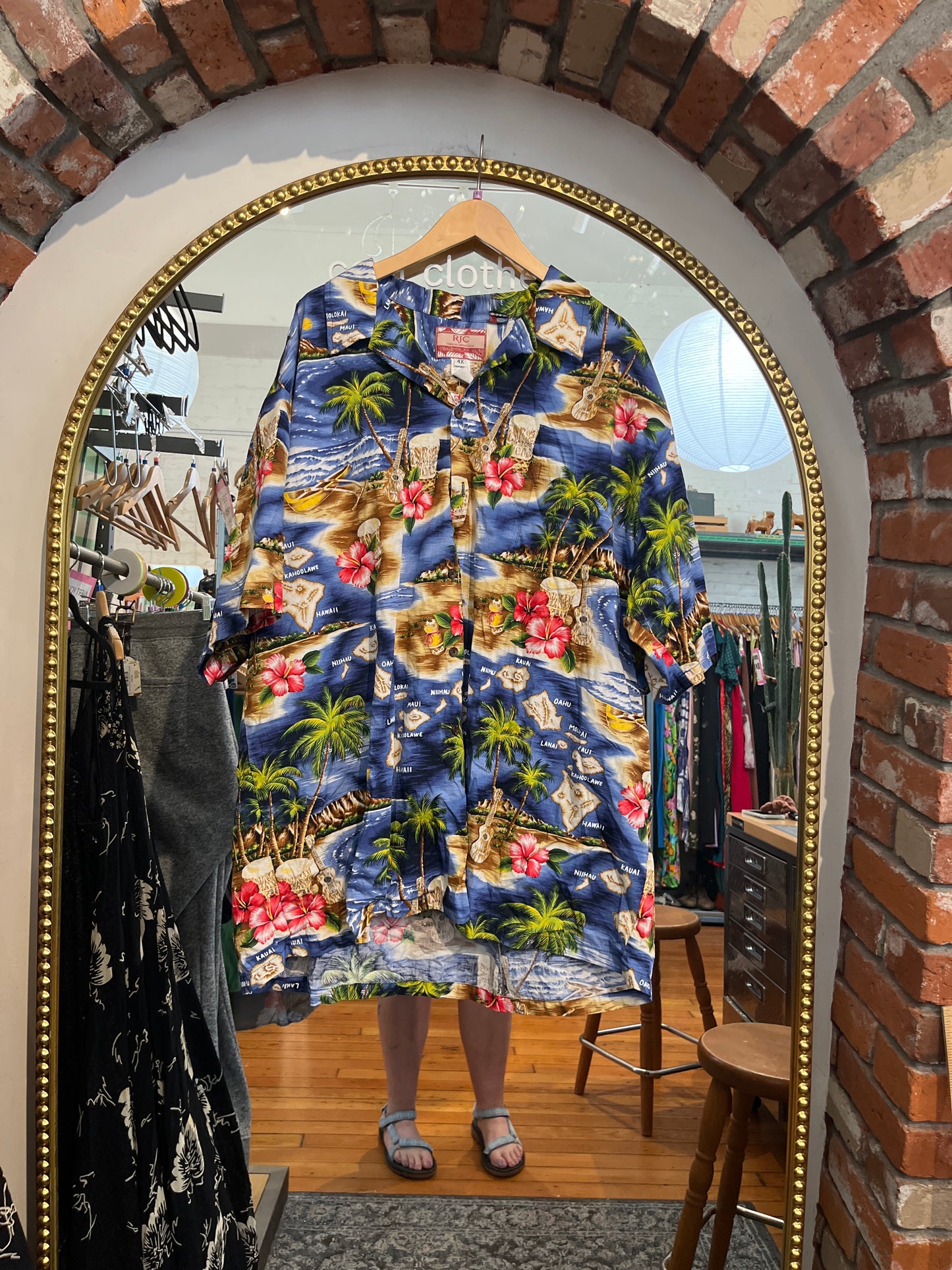 size 4XL blue landscape scenes VINTAGE RJC top - button up