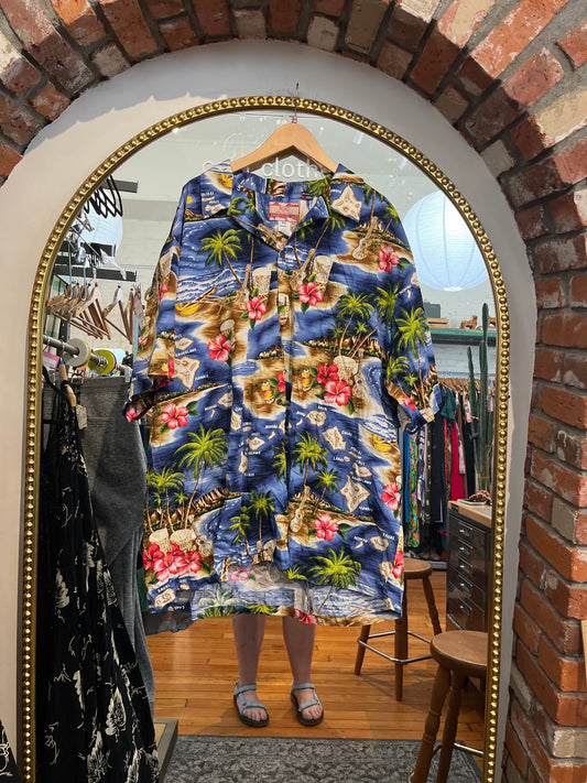 size 4XL blue landscape scenes VINTAGE RJC top - button up